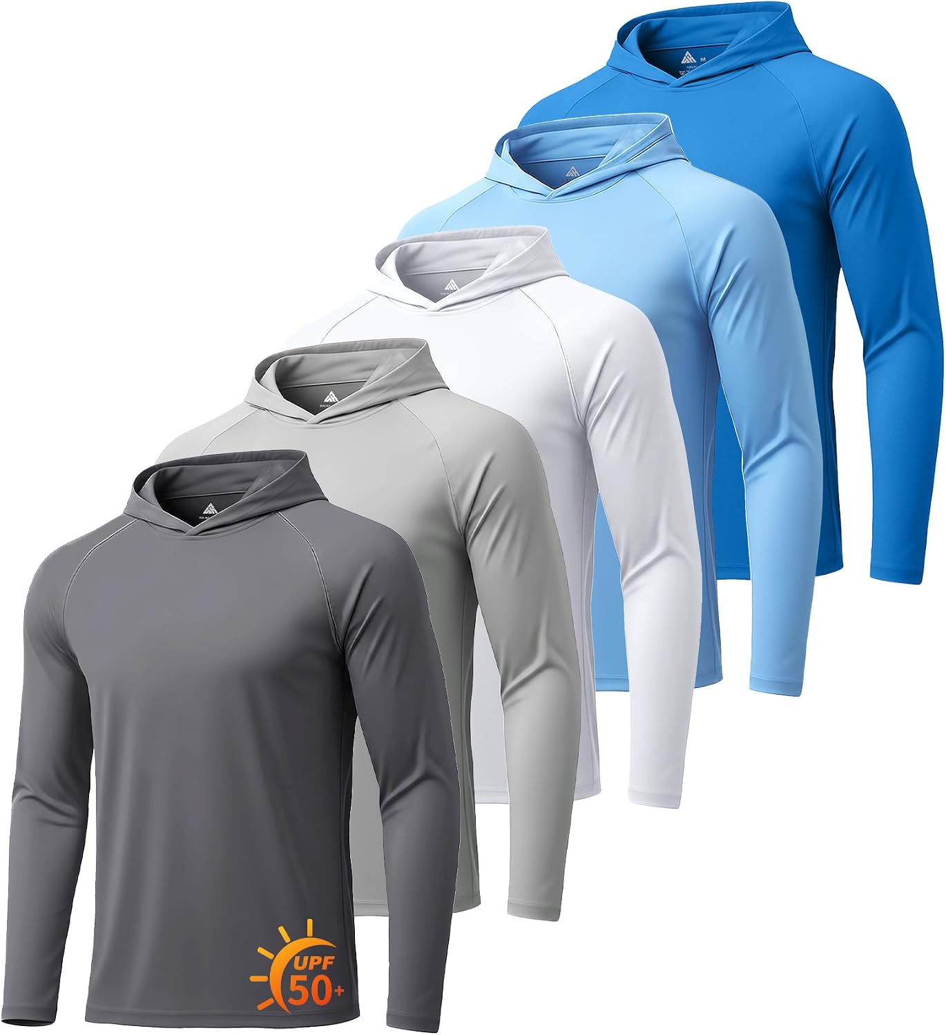 Detalle de ZITY 5 Pack Mens UPF 50+ Hoodie Shirts: Sun Protection, Fast-Dry Hoodie Tops for Active Outdoors