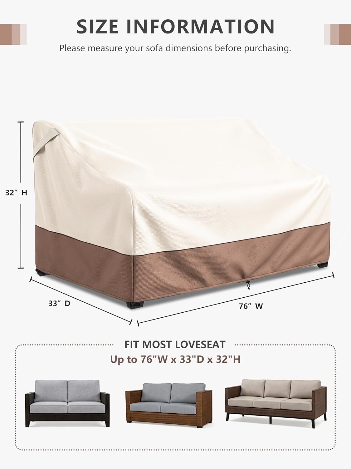 Detalle 2 de Okcool Patio Sofa Cover, 3-Seater
