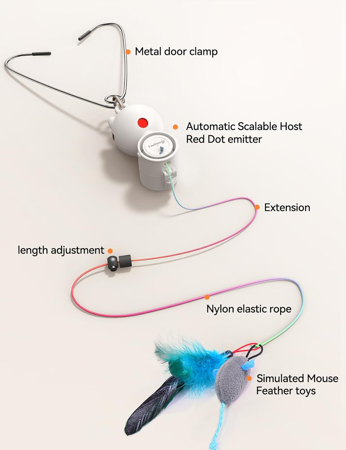 Thumbnail 6 de FEELNEEDY Katzenspielzeug elektrisch mit LED-Rotlicht – hängendes, automatisch einziehbares Teaser-Spielzeug