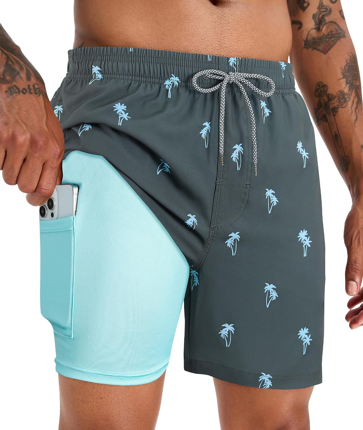 Detalle de Swim trunks with compression liner, 5-inch