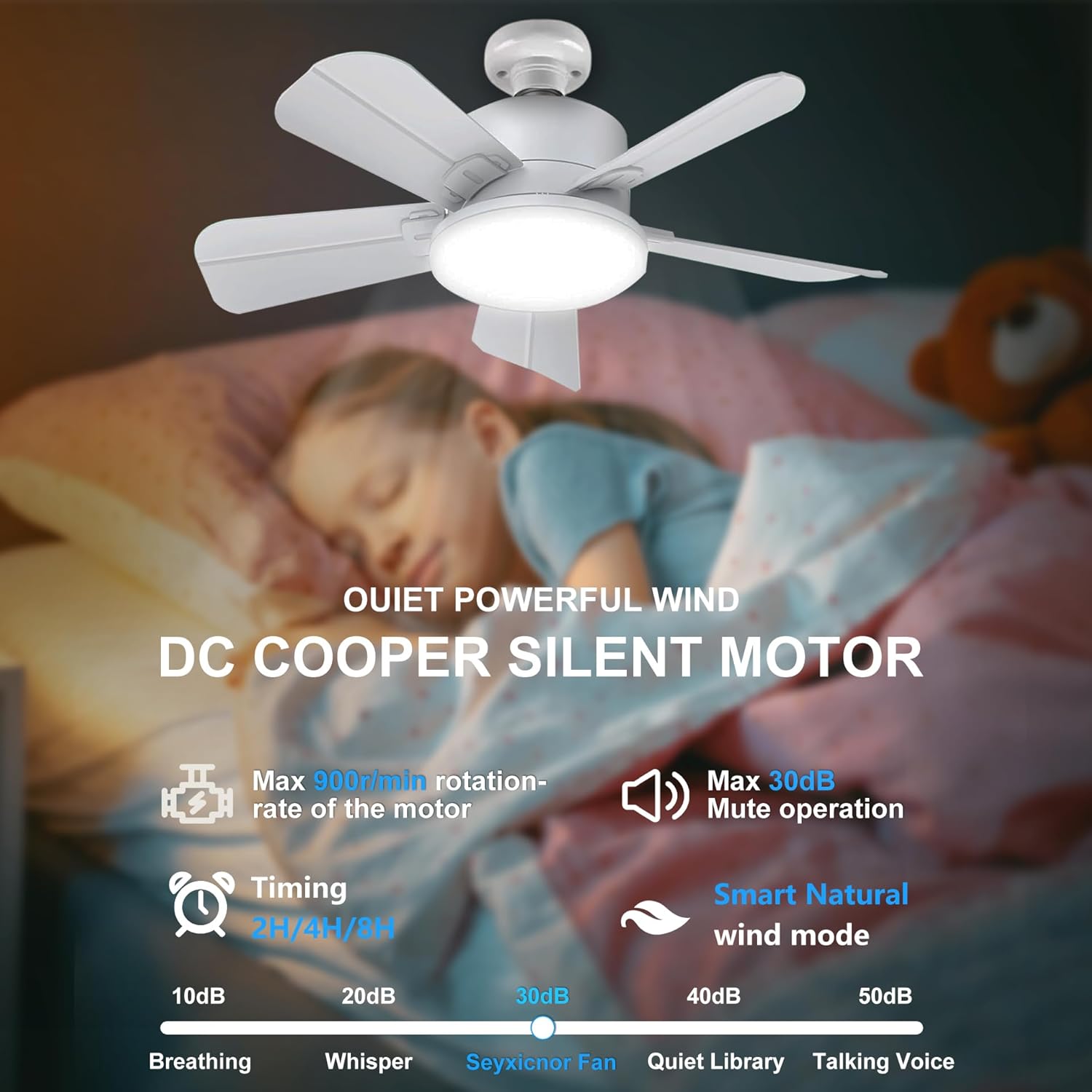 Thumbnail 3 de Ceiling Fan with Lights and Remote (E27/B22) – 2000LM 3CCT Dimmable LED, 6-Speed Reversible