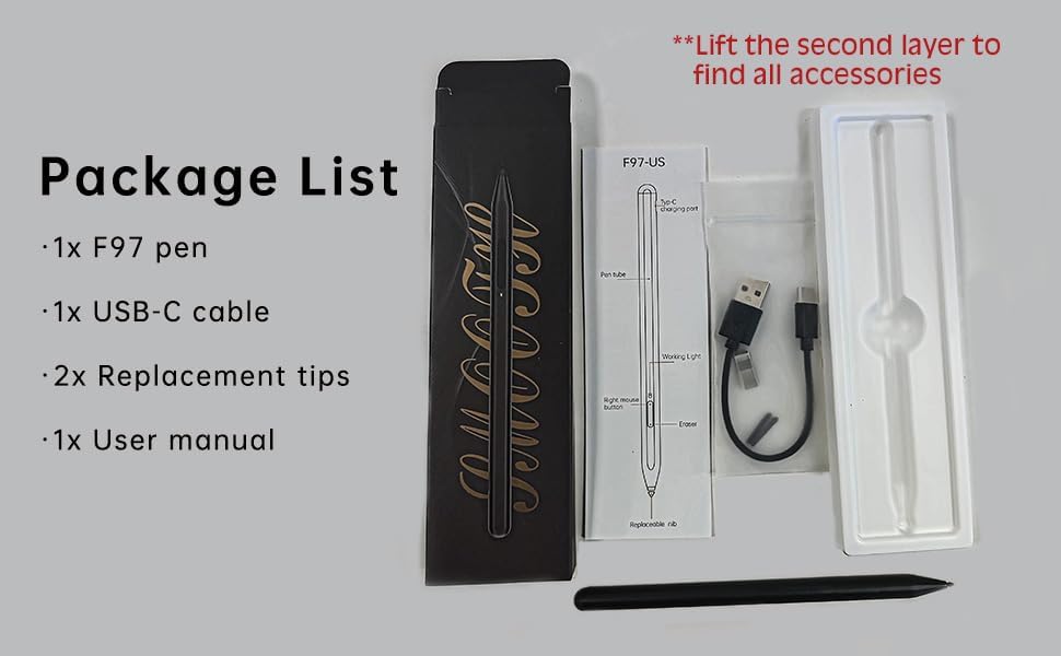 Thumbnail 6 de Milikilo F97 Stylus Pen for Microsoft Surface Pro, Surface Go, Surface Laptop (with eraser & right-click, 1024 pressure)