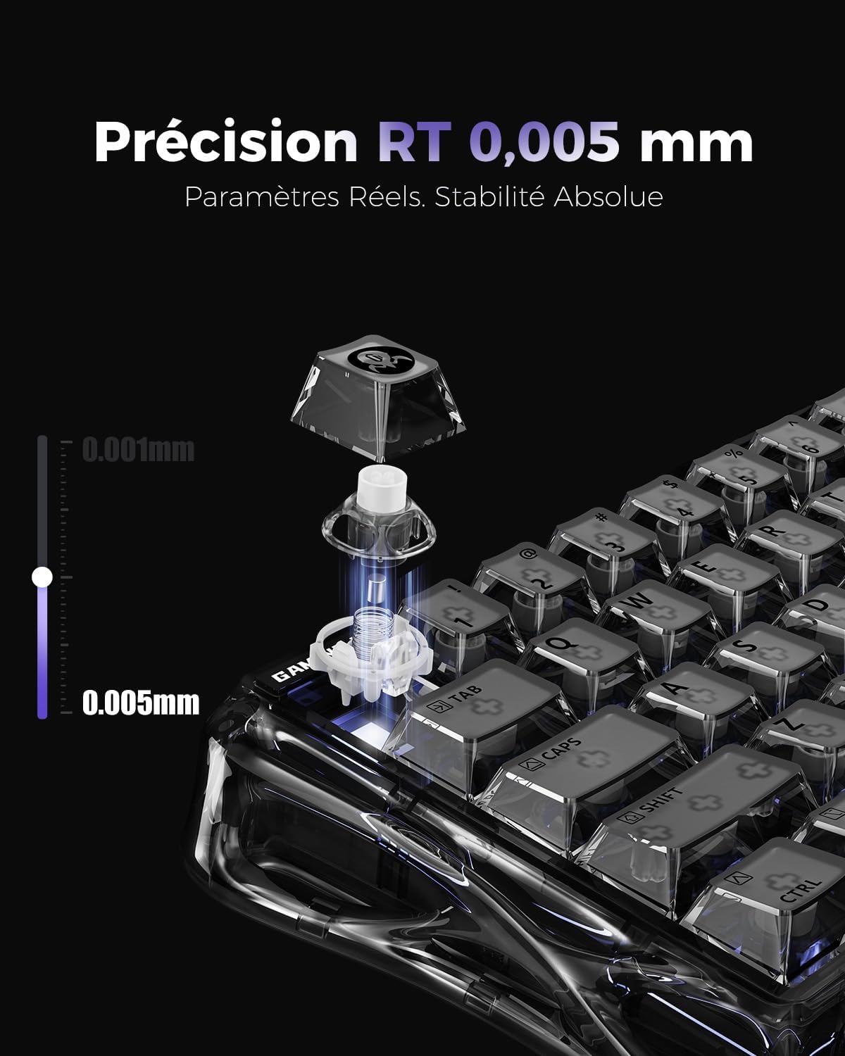 Detalle de GravaStar Mercury V60 HE Clavier Gaming Noir (V60 HE) à interrupteurs magnétiques