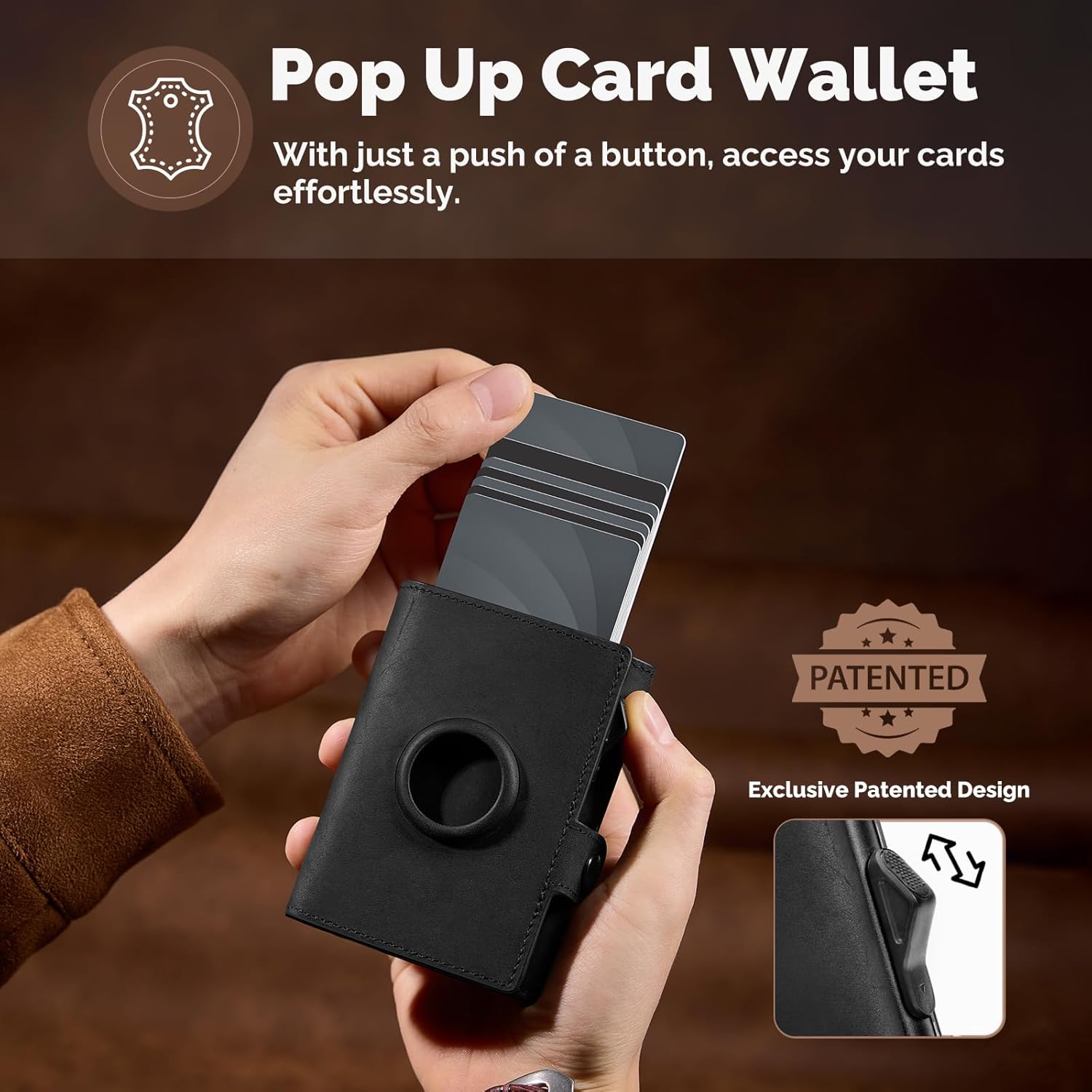 Thumbnail 5 de YESIIW Airtag Slim Leather Wallet for Men with RFID, Coin Pocket & AirTag Holder
