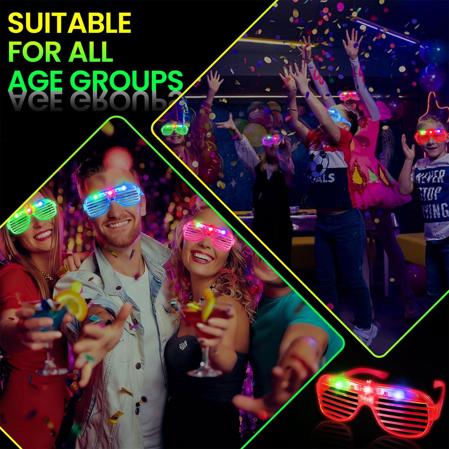 Thumbnail 5 de AstrivixDD 120 Pack LED Glasses — 6 Colors Light Up Glasses for Parties
