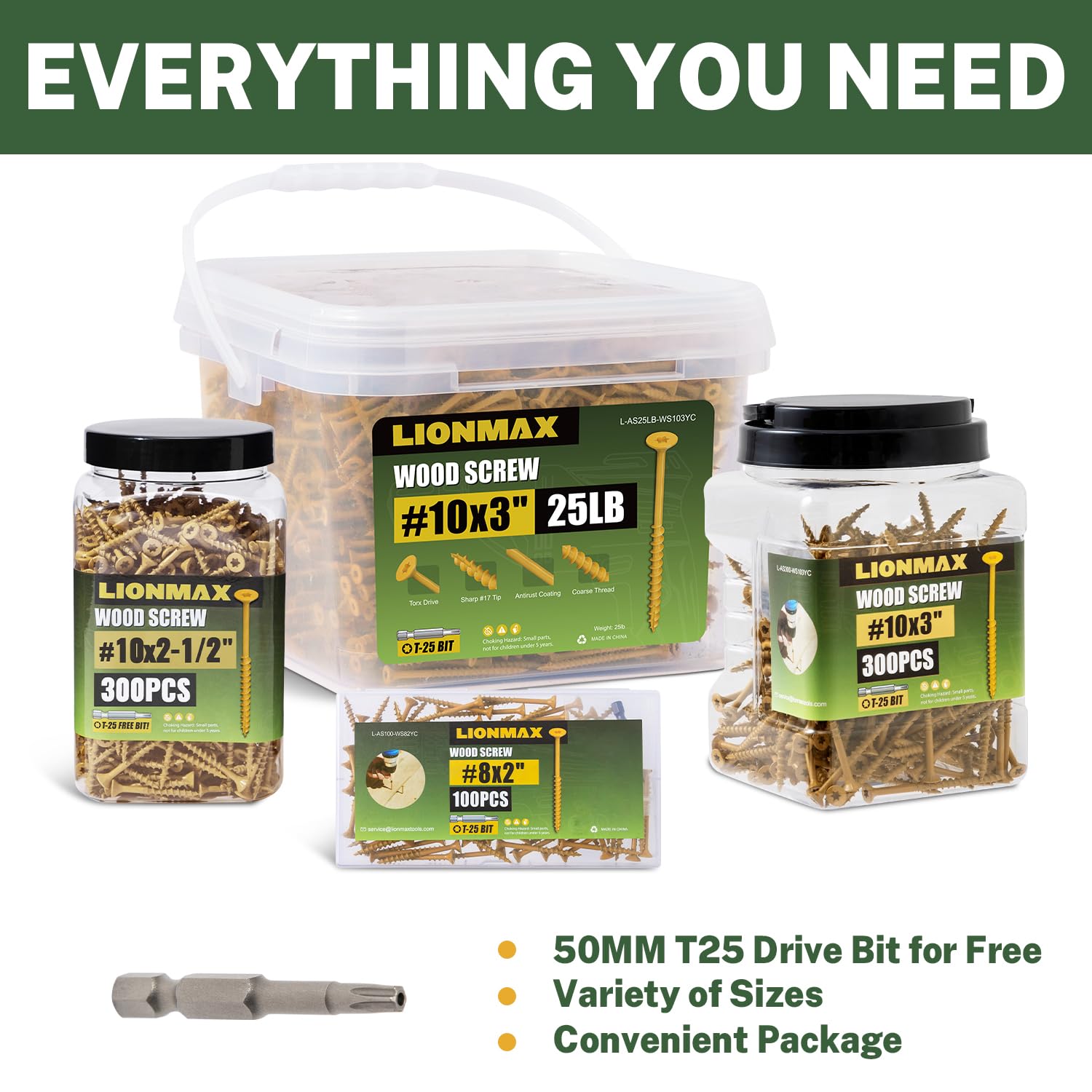 Thumbnail 6 de LIONMAX #10 x 3-Inch Deck Screws, 300-Pack, Tan, Torx Drive