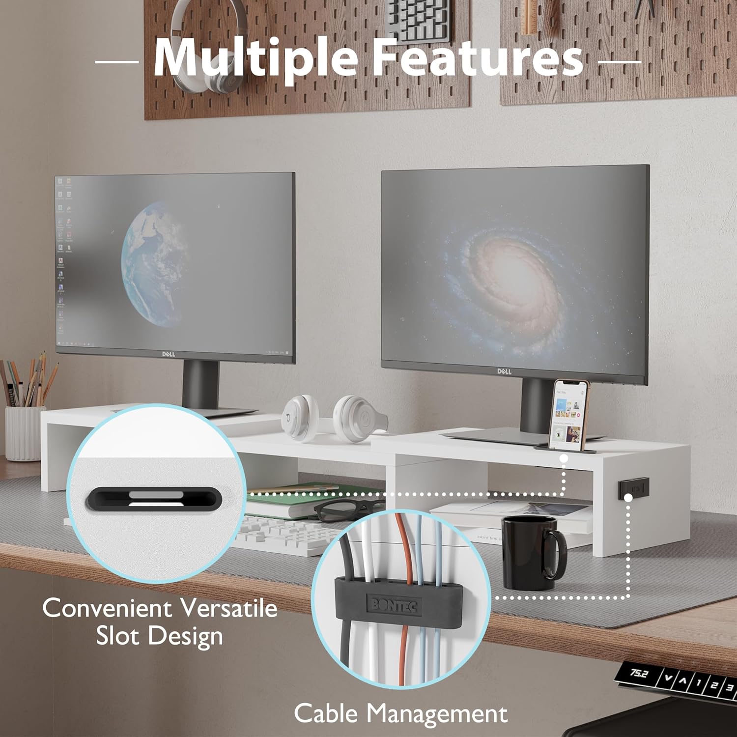 Thumbnail 5 de BONTEC Dual Monitor Stand Riser adjustable organizer