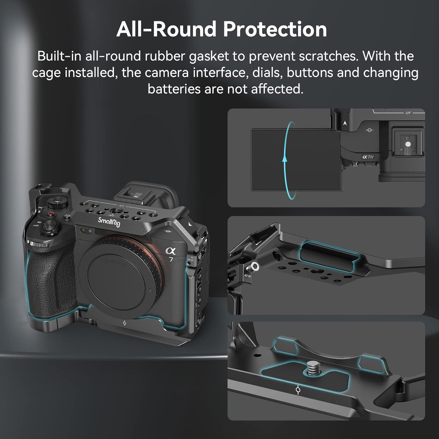 Thumbnail 3 de SmallRig HawkLock 3667C Schnellwechsel-Vollkäfig für Sony Alpha 7R V / A7 IV / A7S III / A1 / A7R IV / A7 V