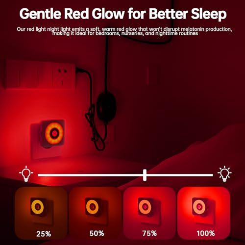 Detalle de Swoieltr: 2 Piezas Luz Nocturna Infantil con Sensor de Movimiento Roja Relajante