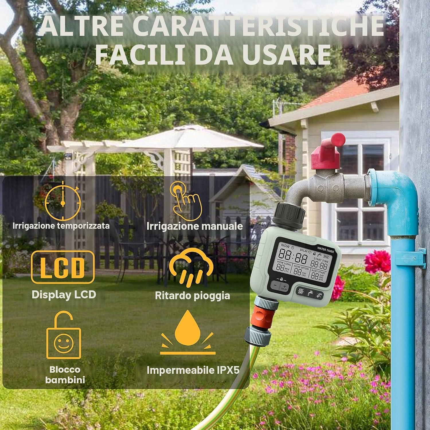 Detalle de CROSOFMI Centralina Irrigazione Giardino Timer Irrigazione Automatico Programmabile IP65