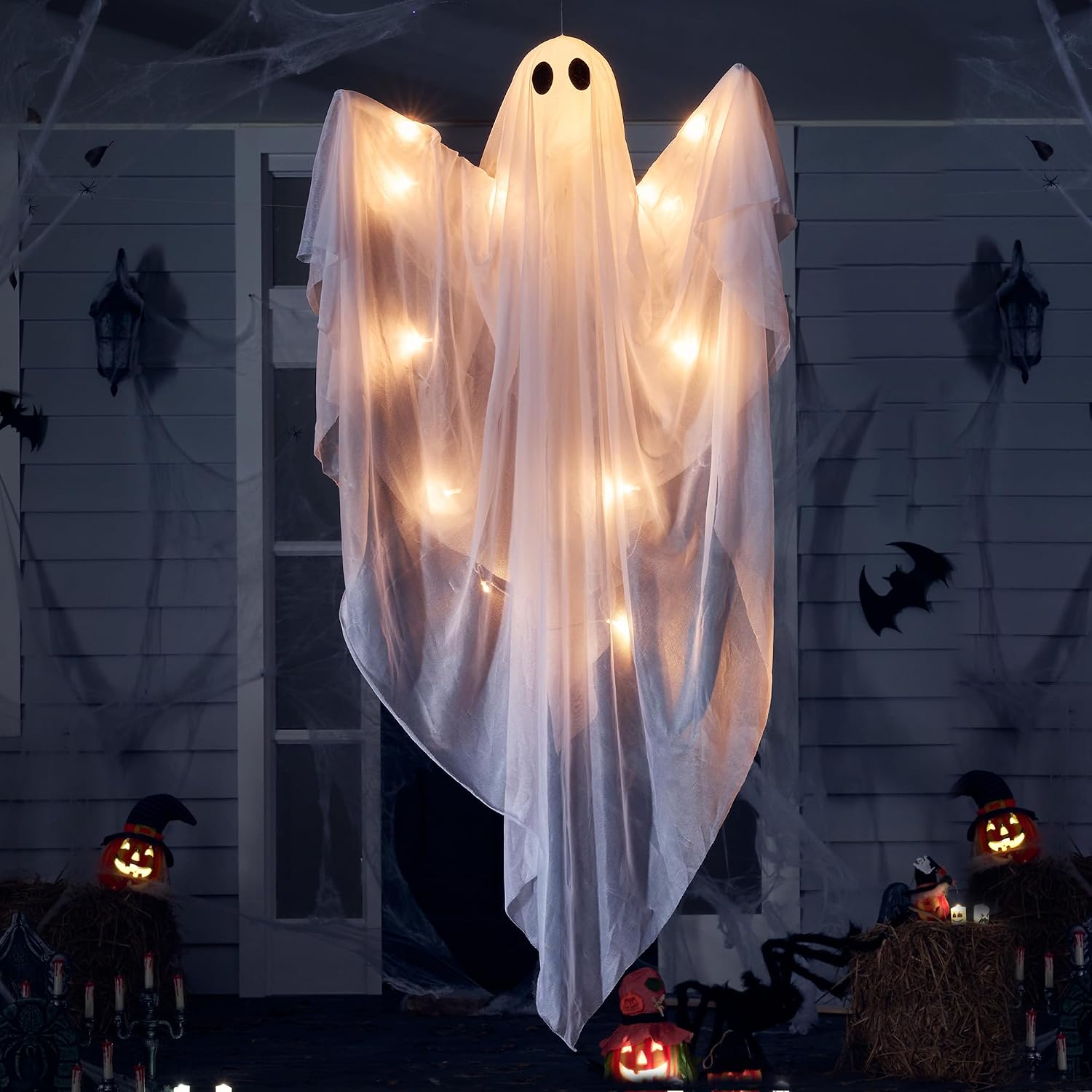 Detalle de JOYIN 47” Hanging Halloween Ghost with Warm White LED and Timer