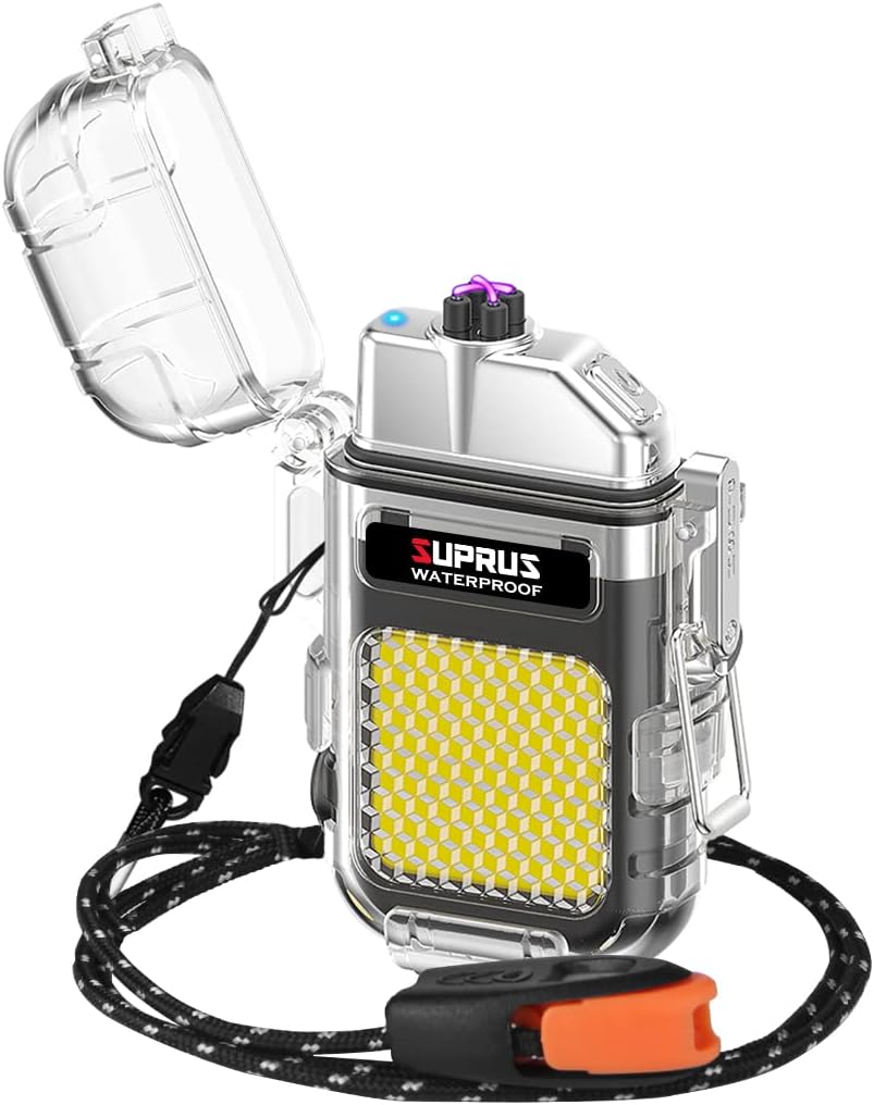 Detalle de SUPRUS SDE-F33-Black Waterproof Dual Arc Lighter with 3-Mode Torch