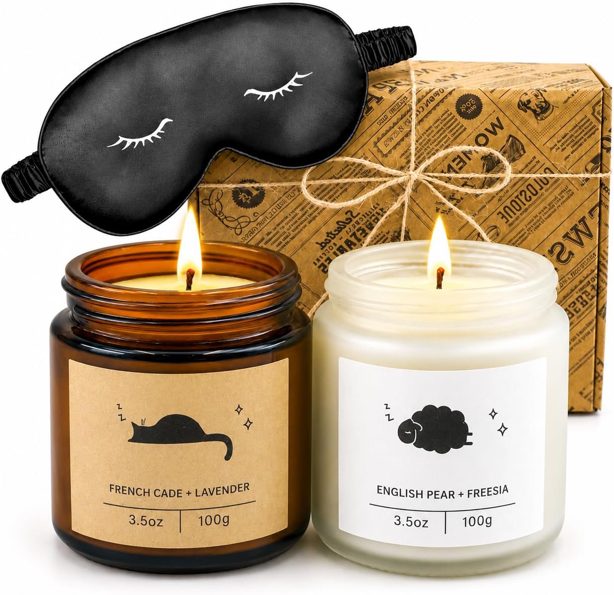 Detalle de Candle Gift Set for Women (Cozy Home Set) with Aromatherapy Candles & Comfortable Eye Mask