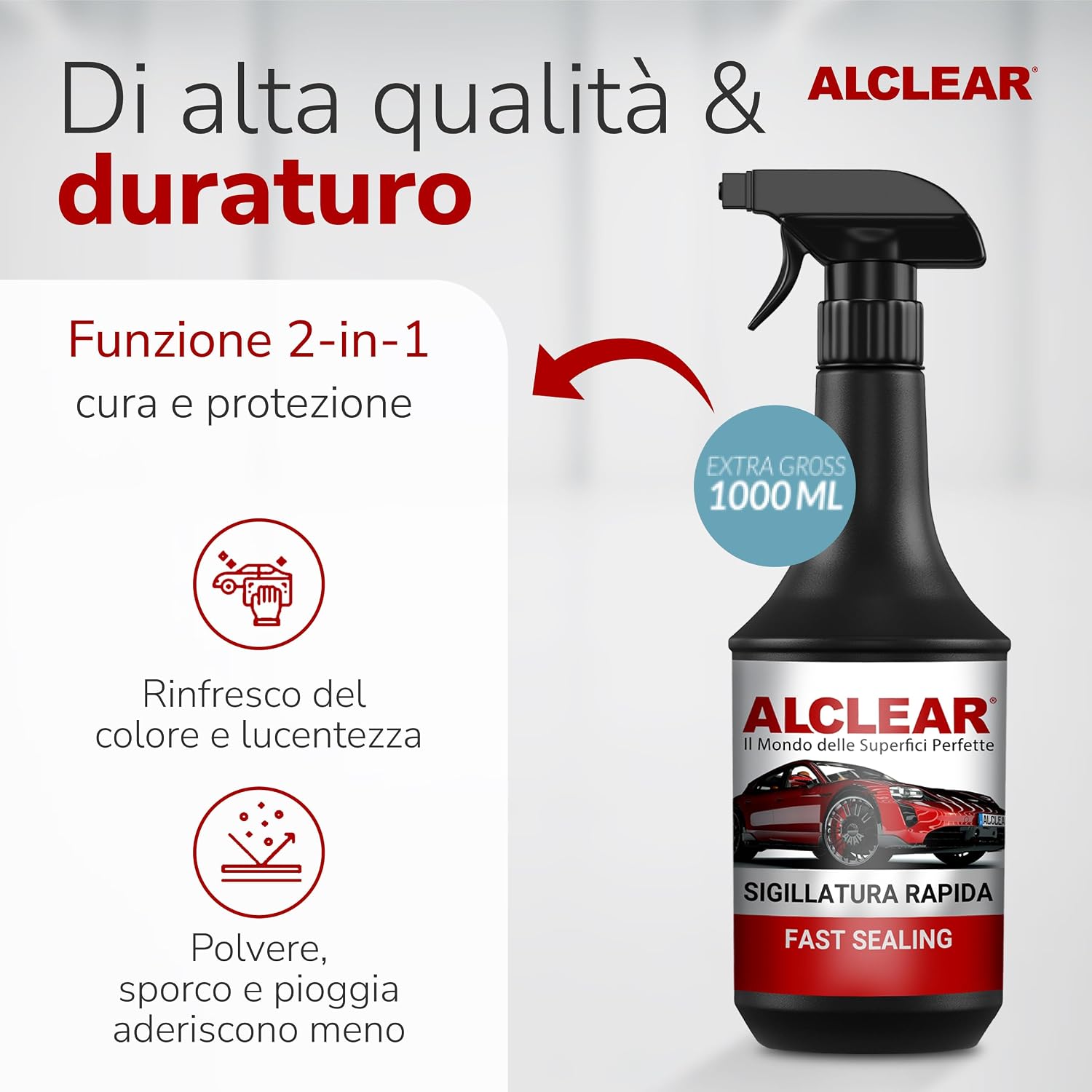 Detalle de ALCLEAR 71100SV Cera per Auto a Presa Rapida in Spray con Panno in Microfibra — protezione e lucentezza istantanea