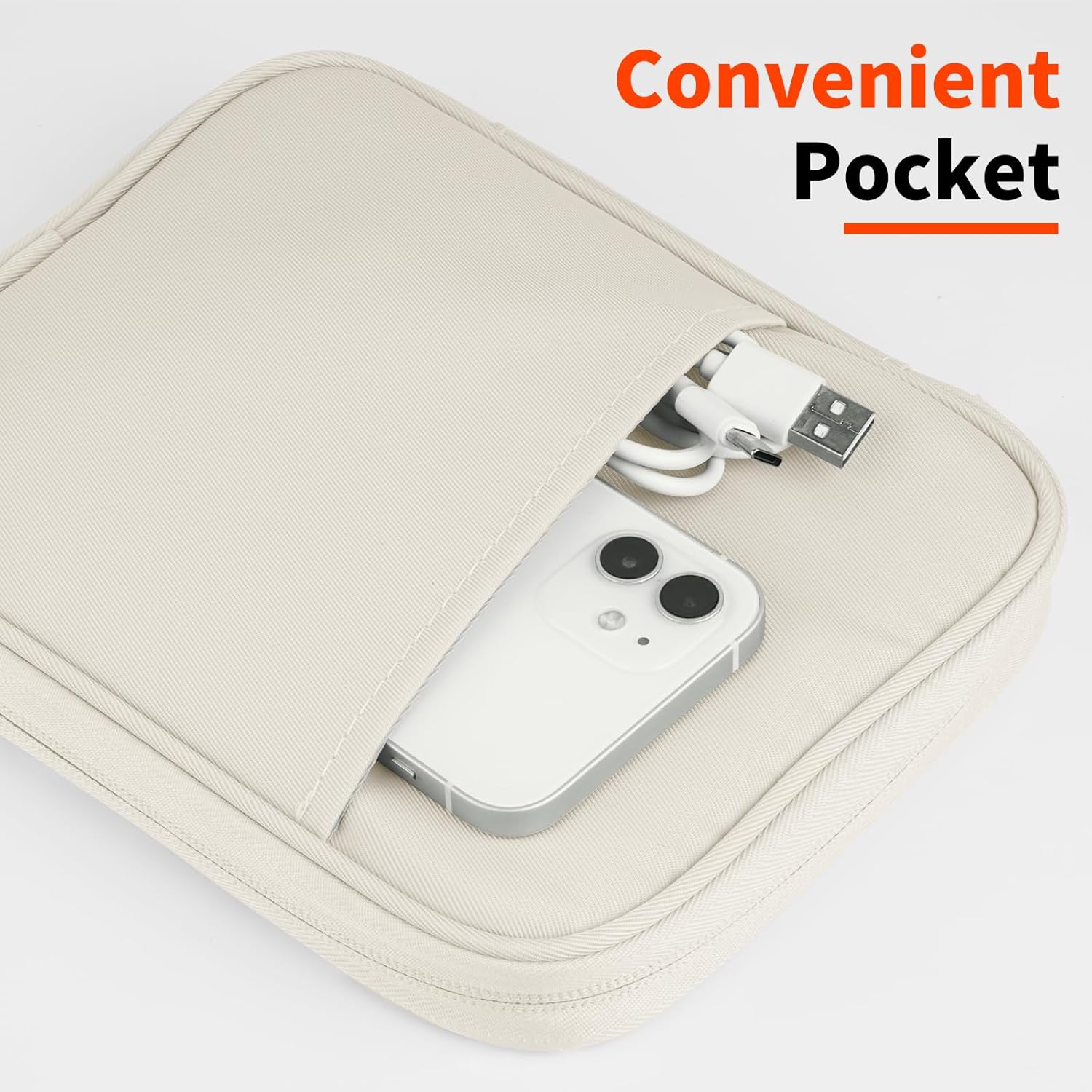 Thumbnail 5 de HoYiXi Universal Sleeve Bag for 7-8 inch Tablets – Fits Fire HD 8 / Fire HD 8 Plus, iPad Mini (6th Gen) and more (White)