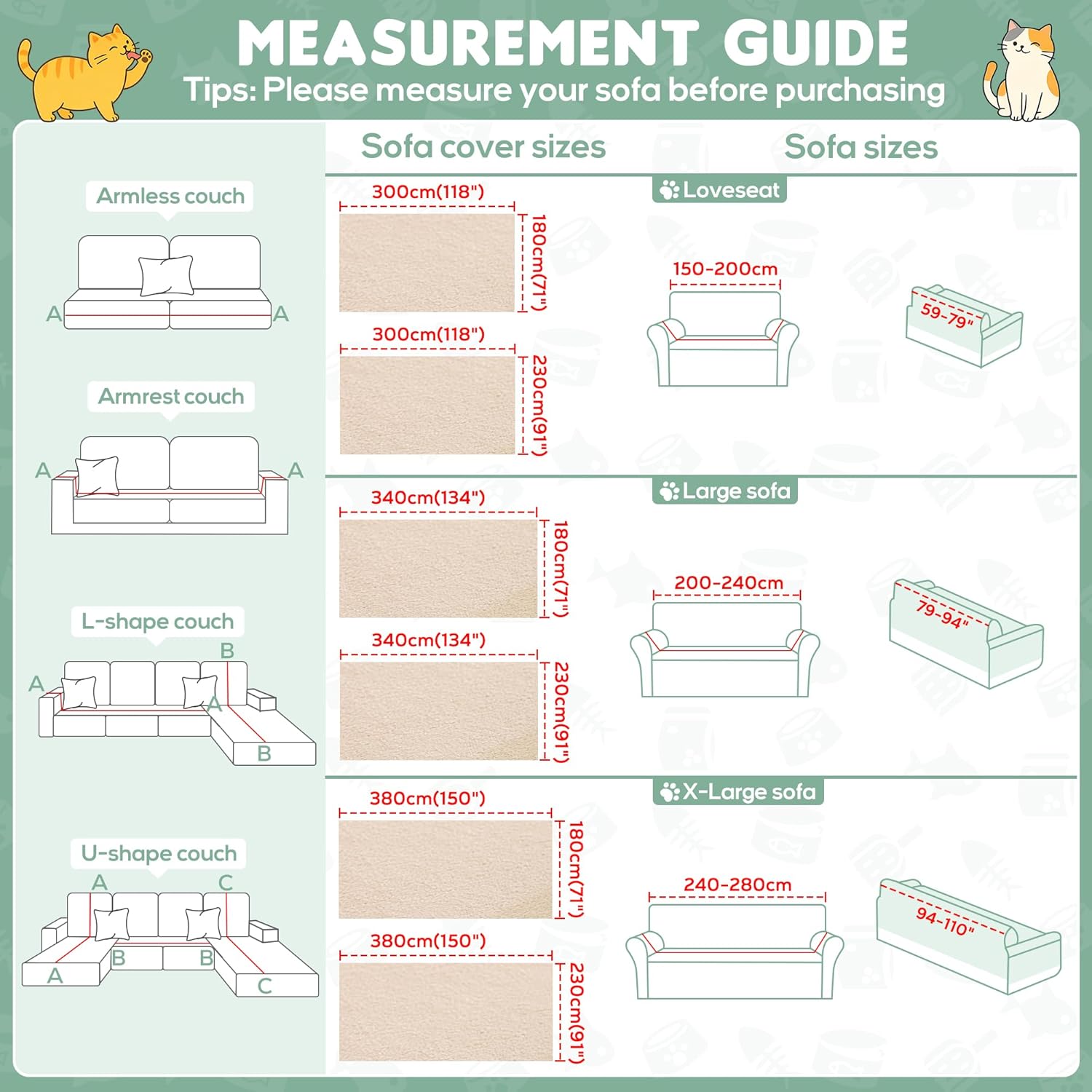 Thumbnail 5 de Loiion copridivano antigraffio per gatti Marrone chiaro 340x230 cm, impermeabile e antiscivolo