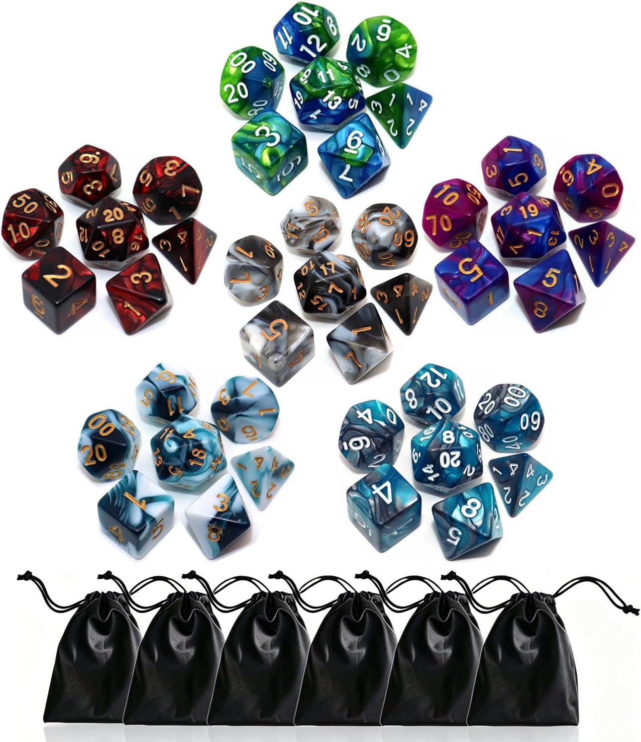 Polyhedral DND Dice Set 42‑Piece 6 Pack