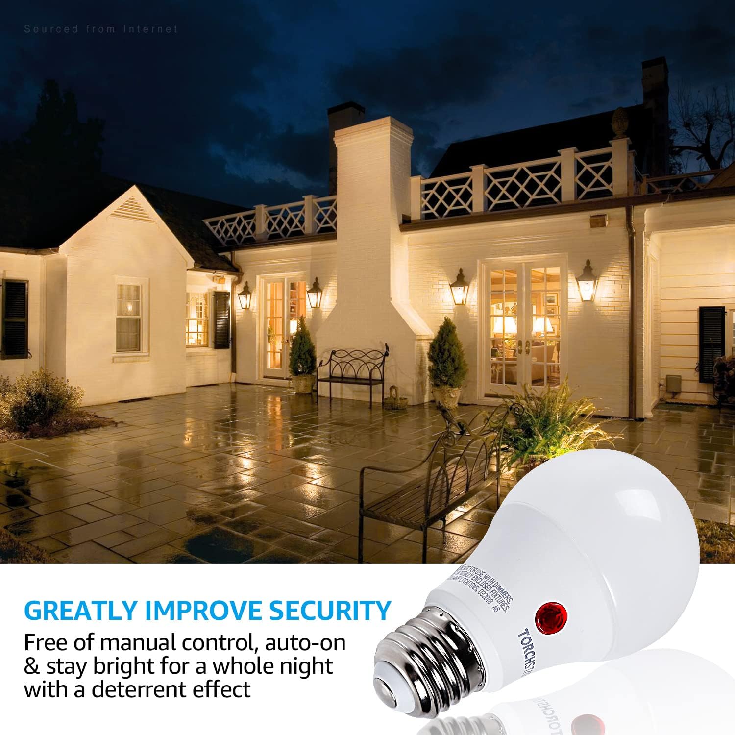 Detalle 2 de TORCHSTAR A-47563 Dusk-to-Dawn LED Bulbs, 4-Pack, 2700K, 800 Lumens