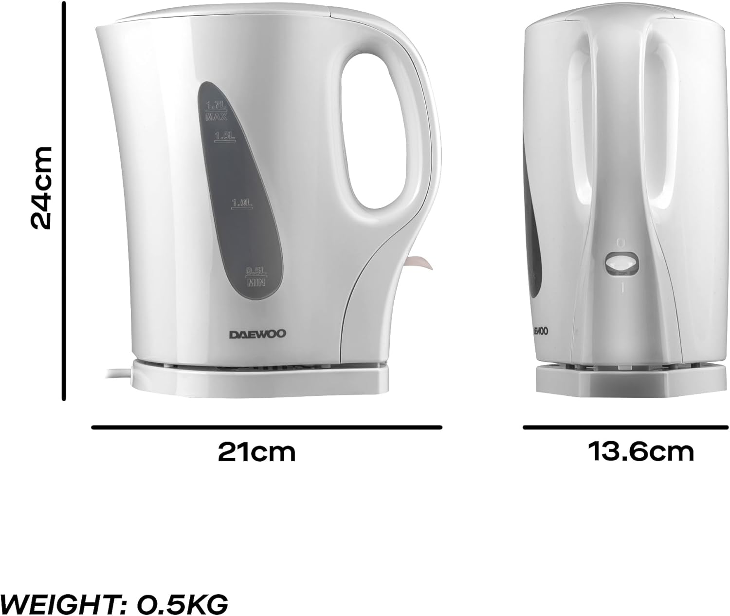 Thumbnail 2 de Daewoo Essentials 1.7L Fast Boil Electric Kettle – White
