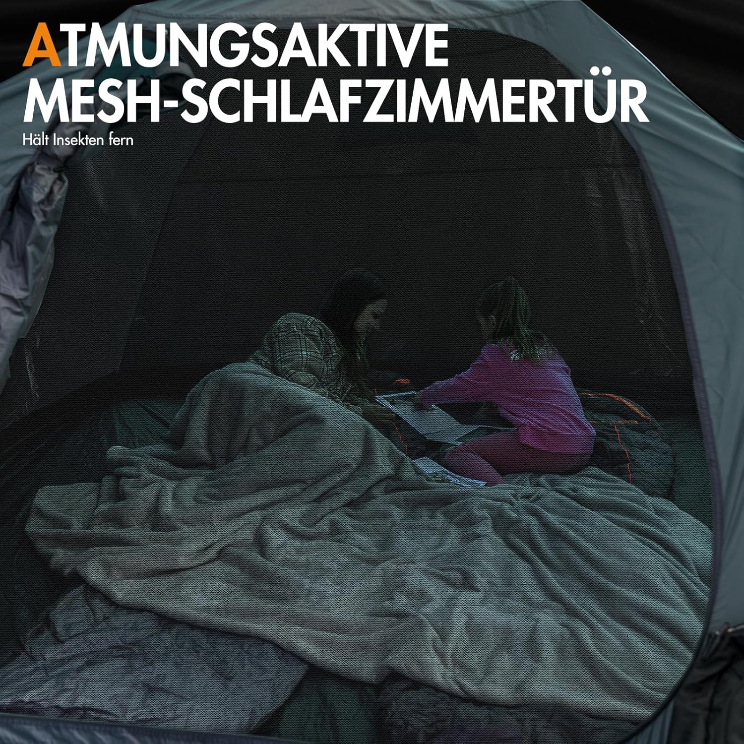 Thumbnail 5 de PORTAL Blackout Zelt 3–4 Personen mit Vorzelt – Kuppelzelt wasserdicht (4000 mm)