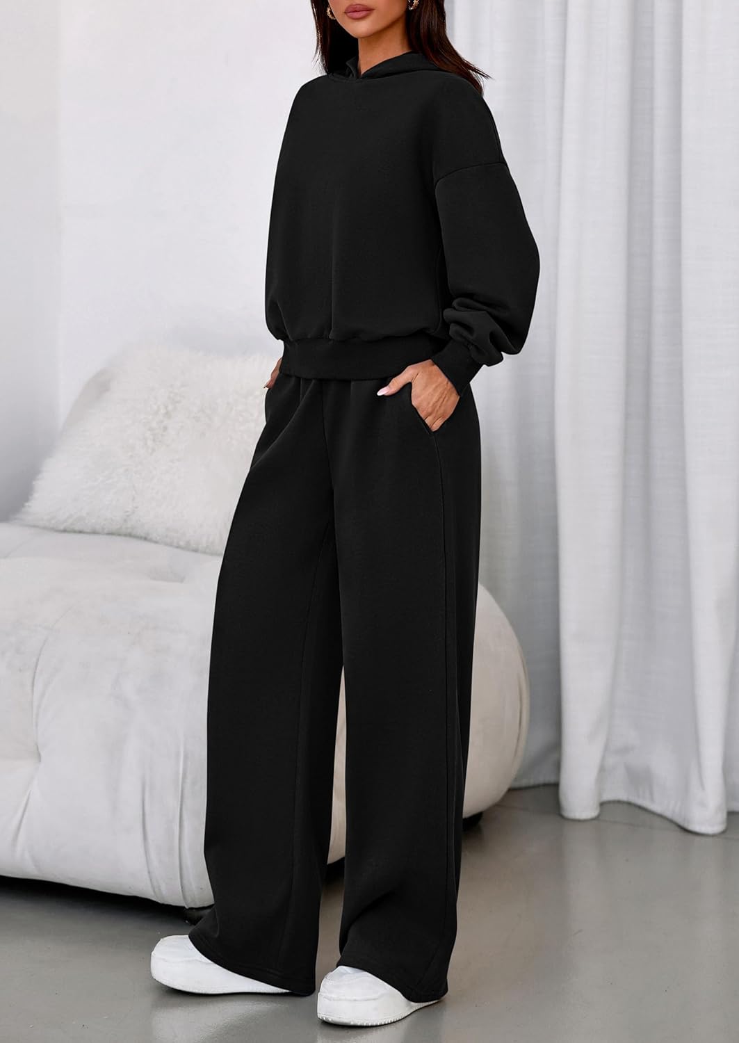 Thumbnail 2 de PRETTYGARDEN 2-Piece Women's Sweat Set: Hooded Long Sleeve + Wide-Leg Pants for Autumn