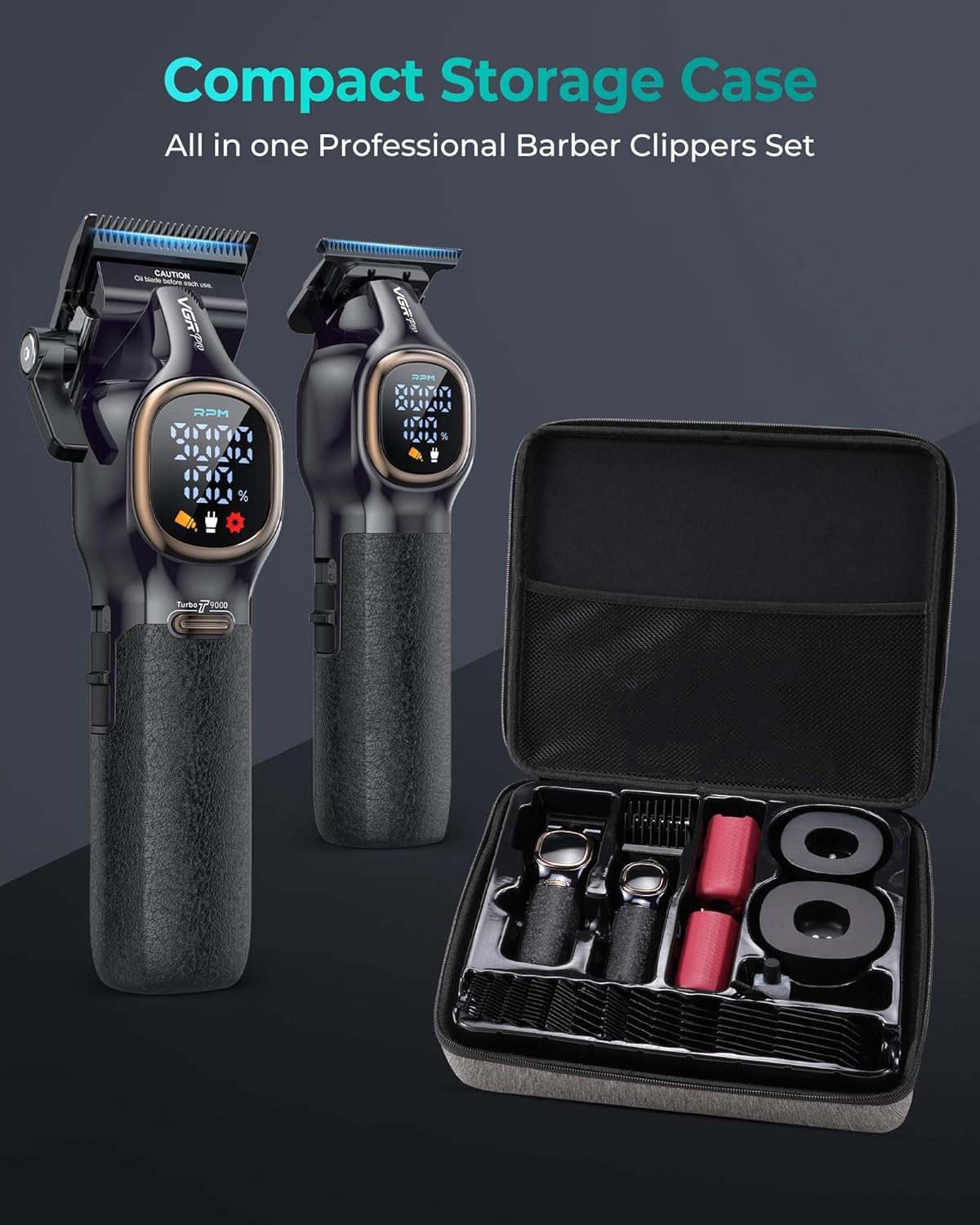 Thumbnail 6 de VGRPRO Professional Hair Clippers for Men Cordless Clipper & Zero-Gapped Trimmer Set (Black)