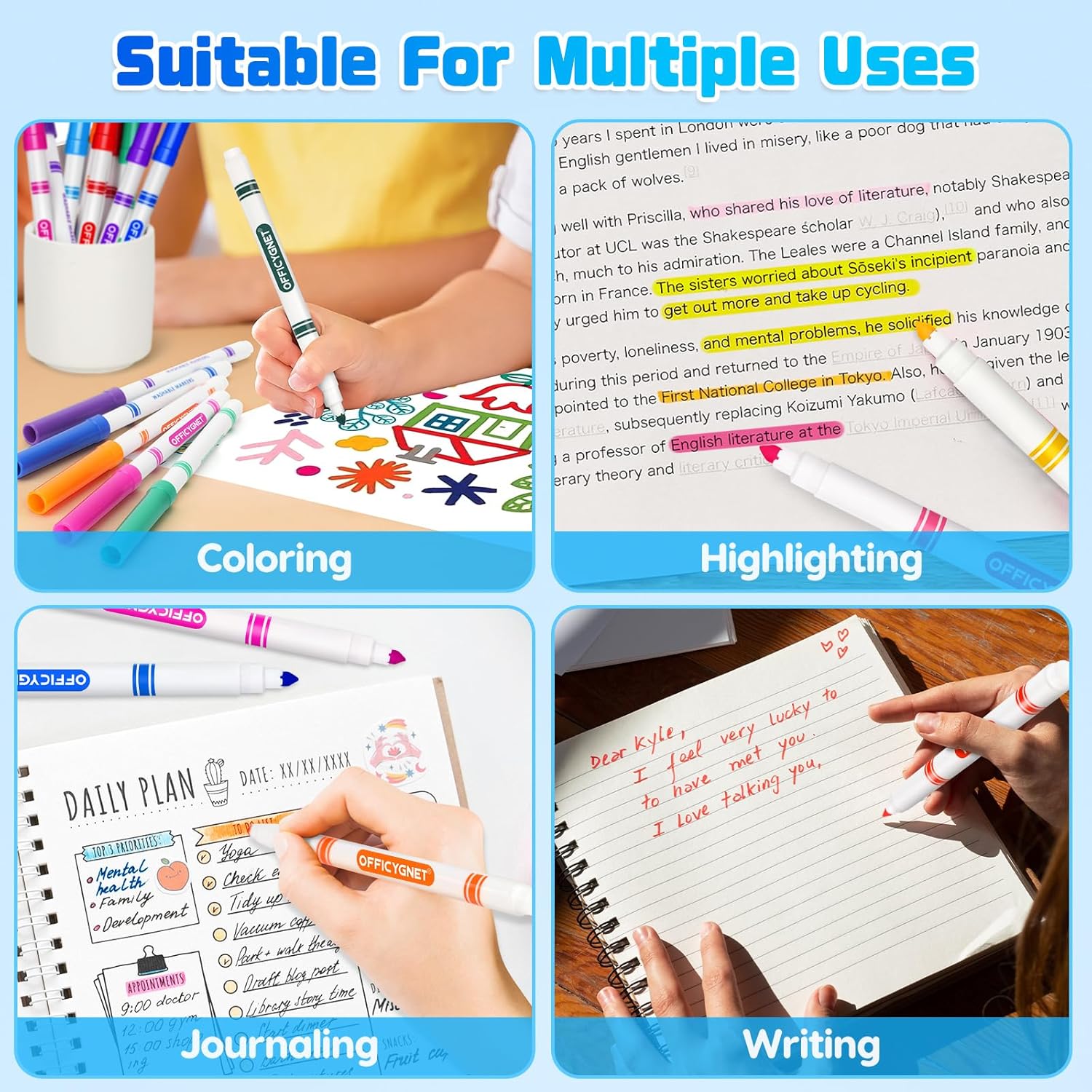 Thumbnail 6 de Officygnet 288-Count Washable Markers (Bulk) – Thin Fine Line Markers in 12 Assorted Colors