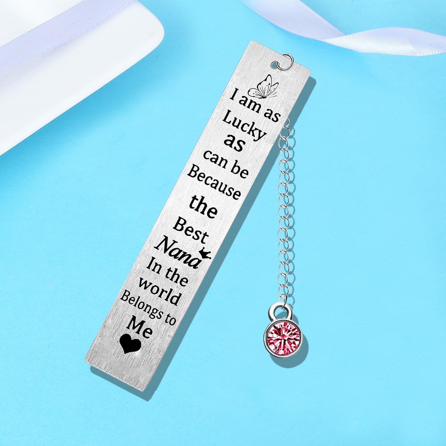 Detalle 2 de Nana Bookmark – Engraved Stainless Steel Gift from Granddaughter/Grandson