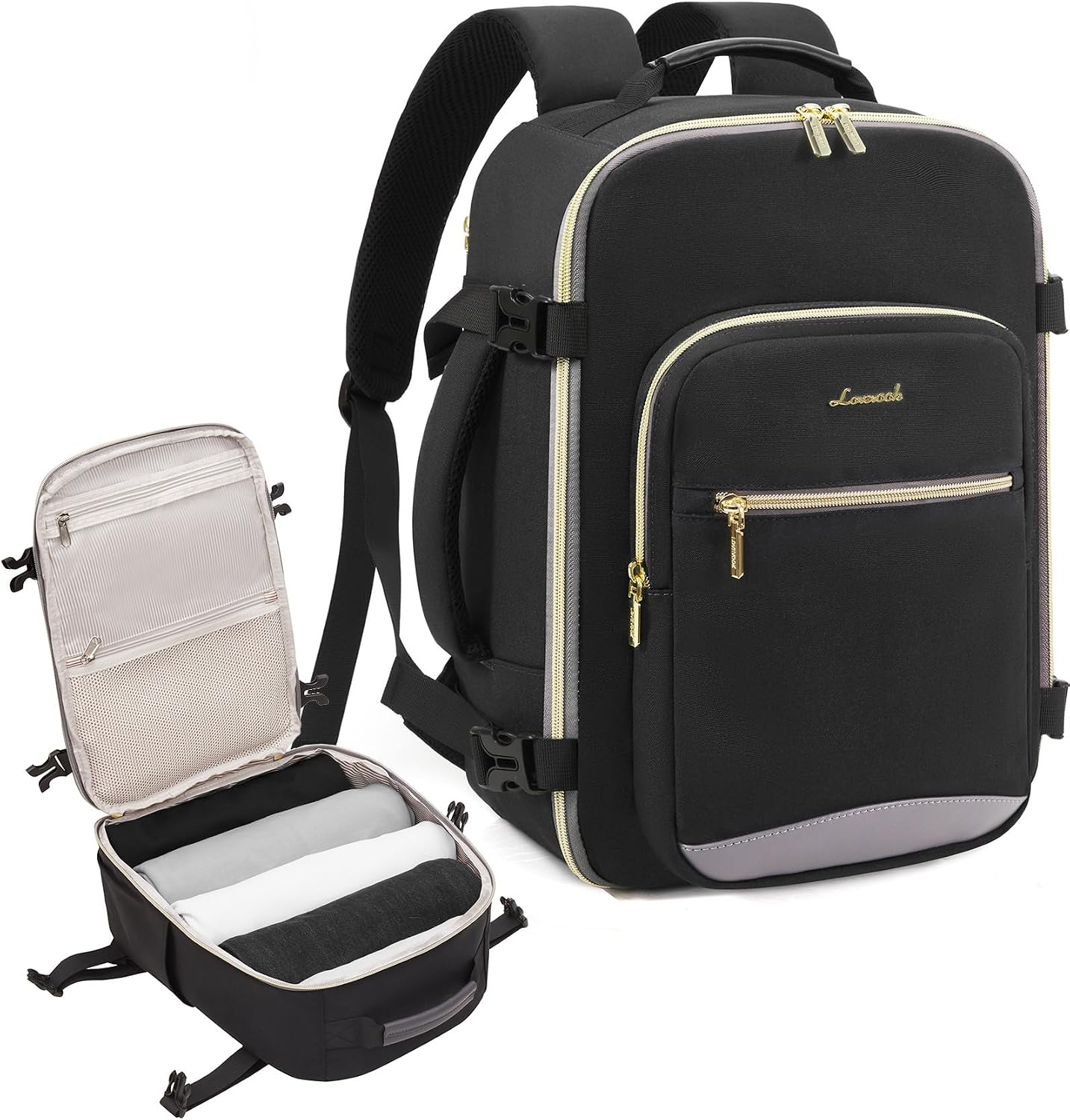 Detalle de LOVEVOOK Ryanair Handgepäck 40x30x20 Rucksack als Cabin Bag (Laptopfach bis 13,3 Zoll) – Eurowings/Wizz & mehr