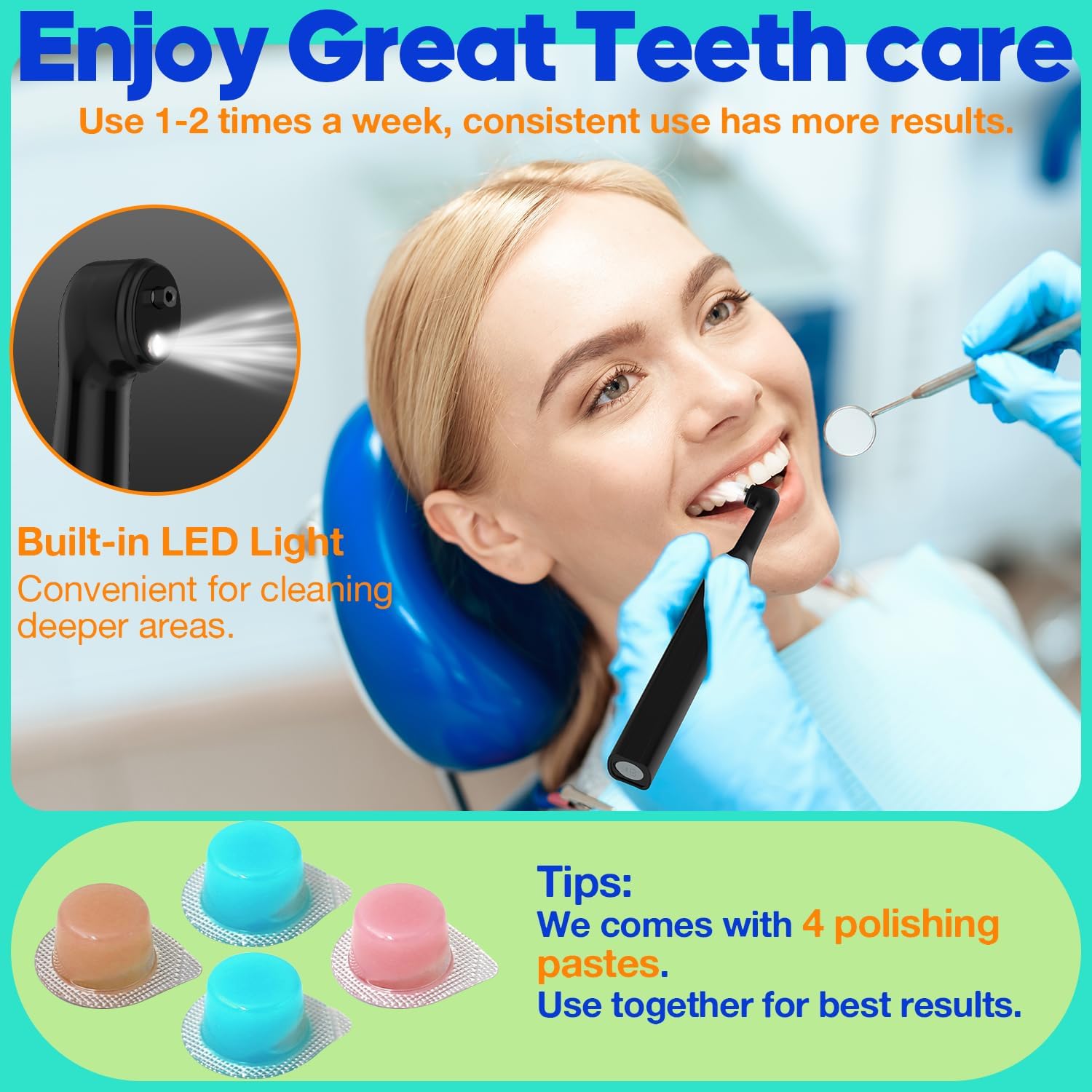 Detalle de RRZIOM Macchine Per La Lucidatura Dentale Kit: lucidatura, pulizia e sbiancamento a casa