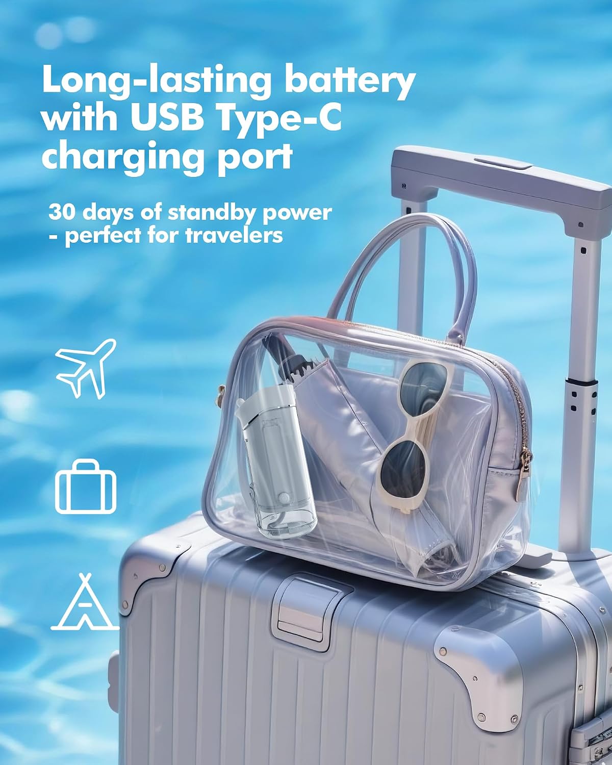 Detalle 2 de WAFLOO Water Flosser Travel Mini Cordless Portable: compact orthodontic-friendly oral irrigator
