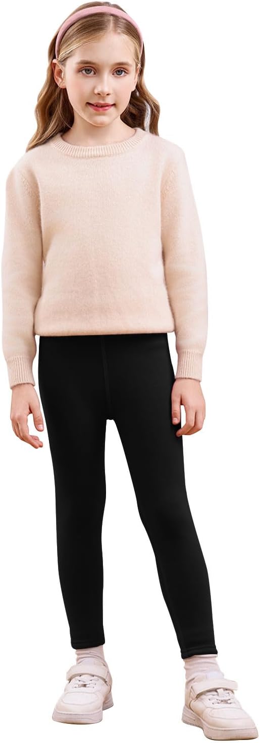 Detalle de Vorvowry Girls Fleece Lined Leggings – Thermal Warm Thick Fluffy Kids Tights