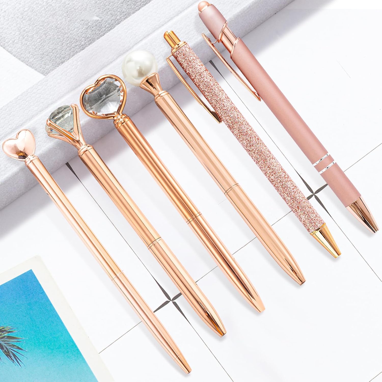 Thumbnail 1 de YOXMJDB 1 Rose Gold Metal Ballpoint Pens, 6-Piece Set, 1.0mm Black Ink