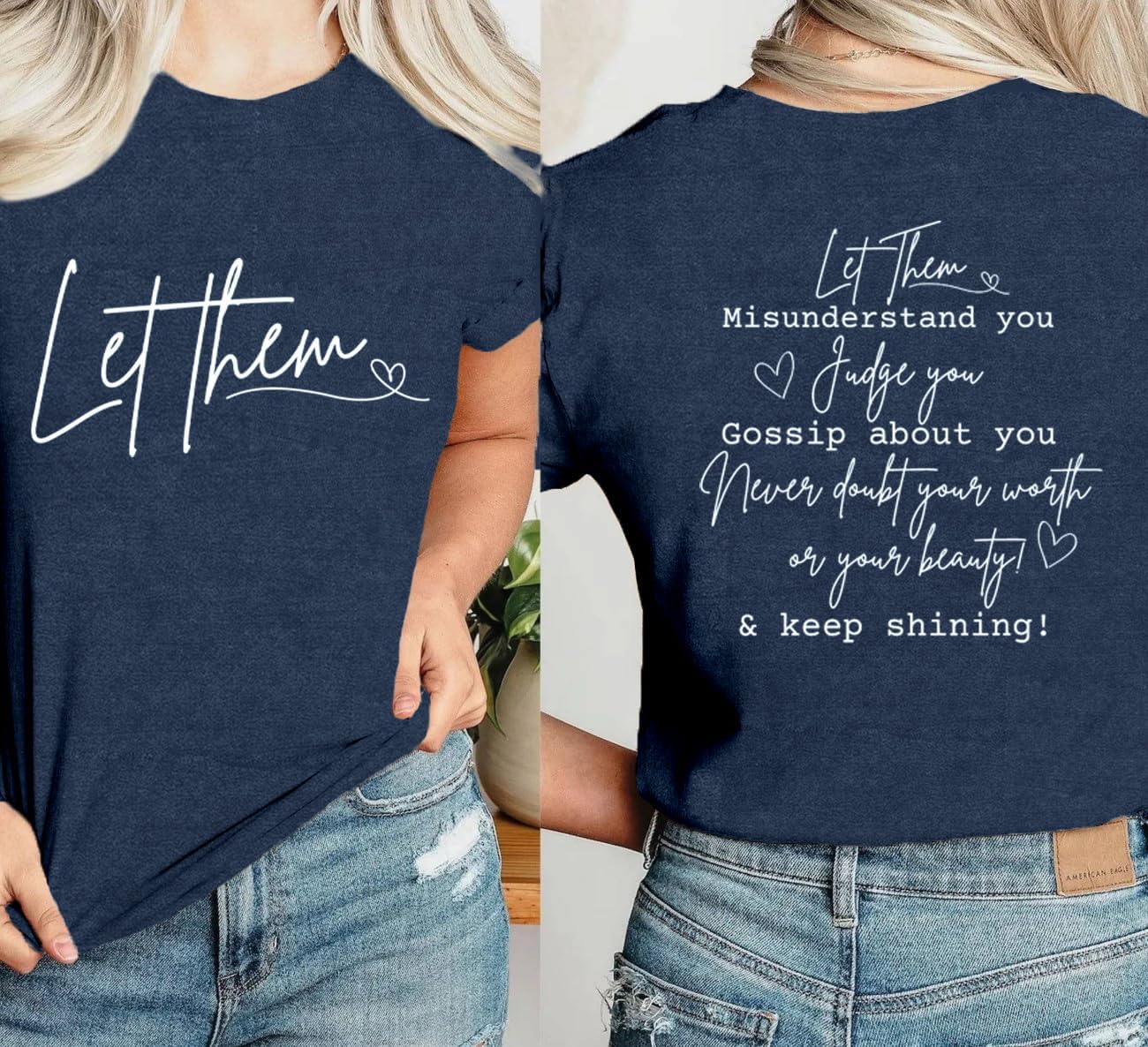 Detalle de Qskall Let Them T Shirt for Women – Keep Shining Inspirational Tee