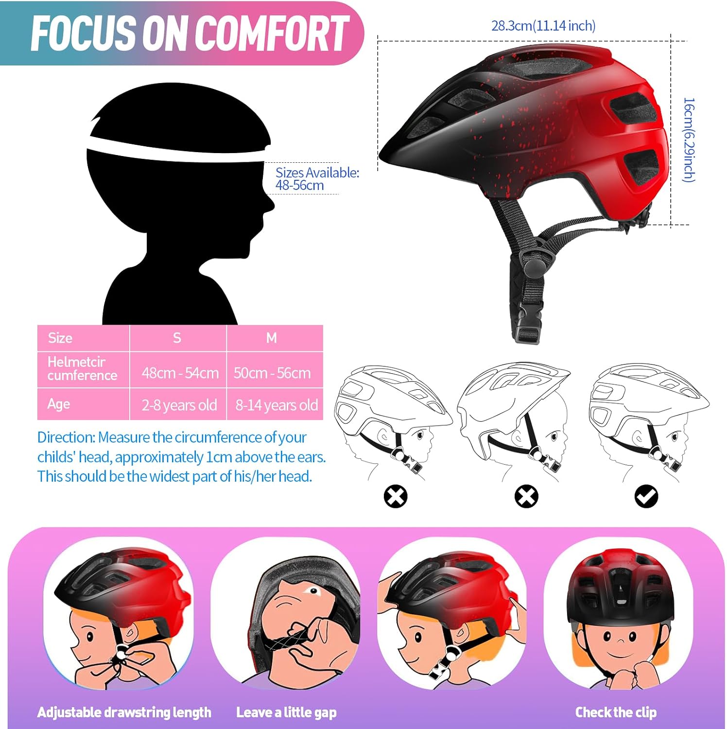Thumbnail 5 de RaMokey Kids Bike Helmet for Boys & Girls (50-56cm) – Protective Cycling Helmet with Visor