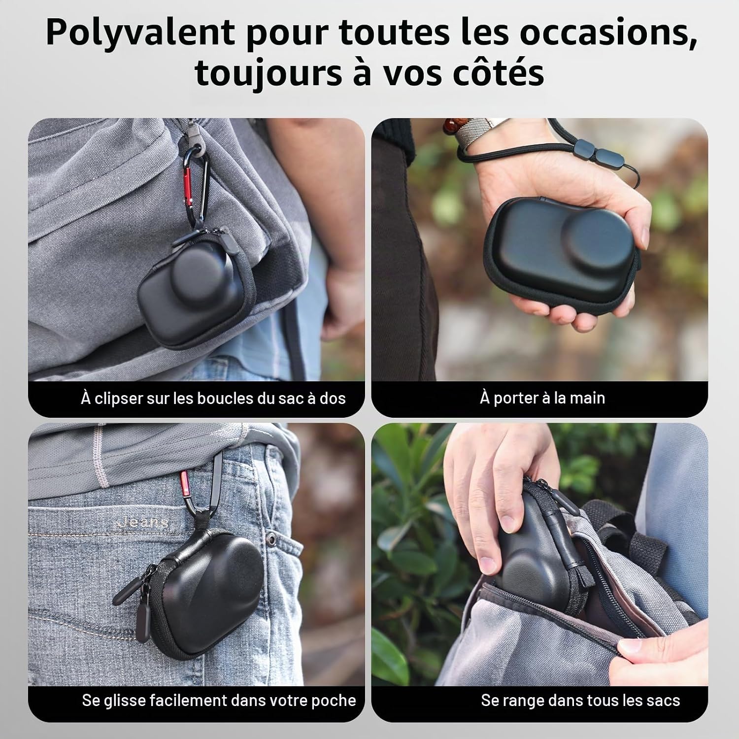 Detalle 2 de AMAZEAR AMZ-Action 6-draagtas voor DJI Osmo Action 6, zwart leer