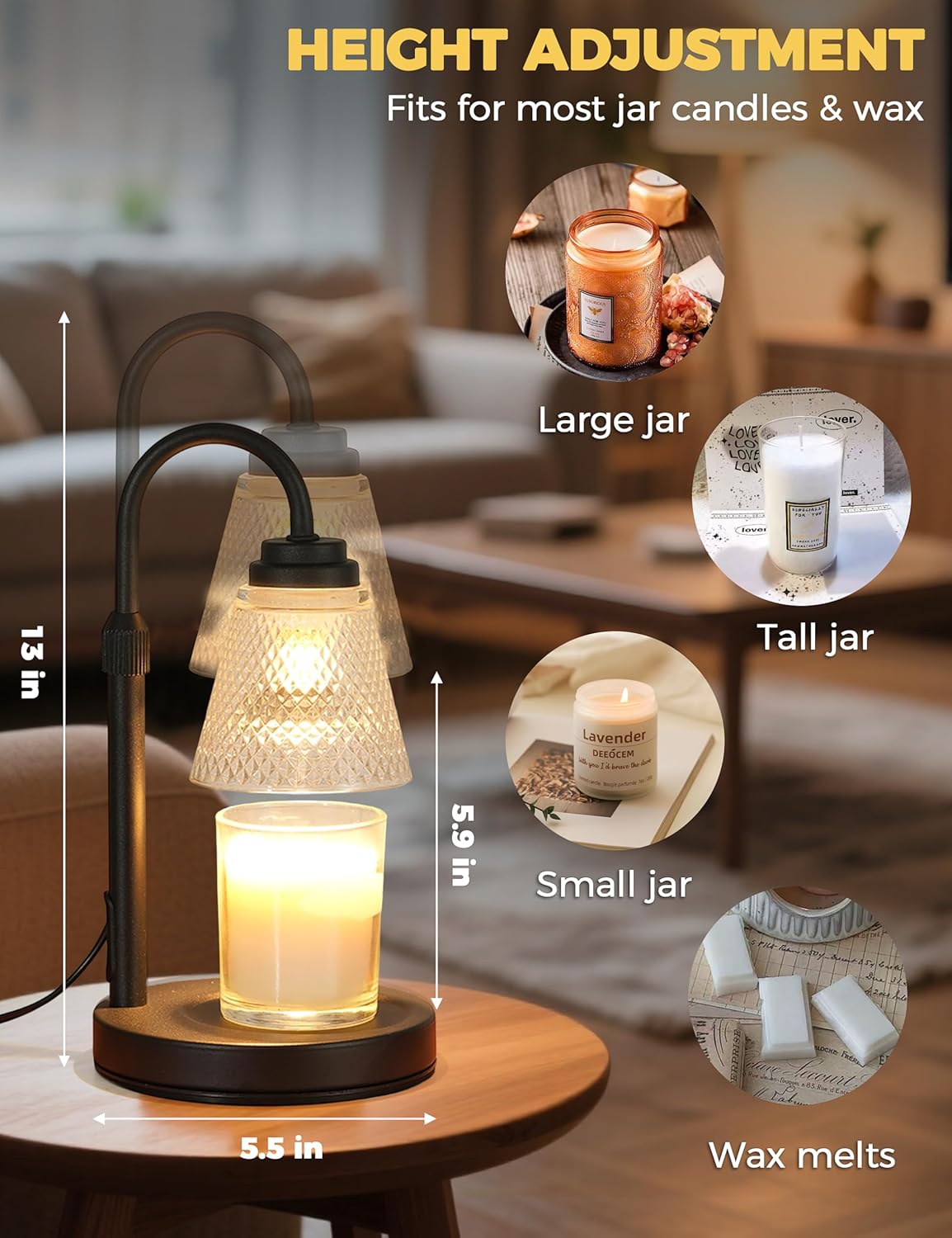 Thumbnail 4 de Candle Warmer Lamp with Timer Dimmer – Safe, Scented Ambience Without Flame