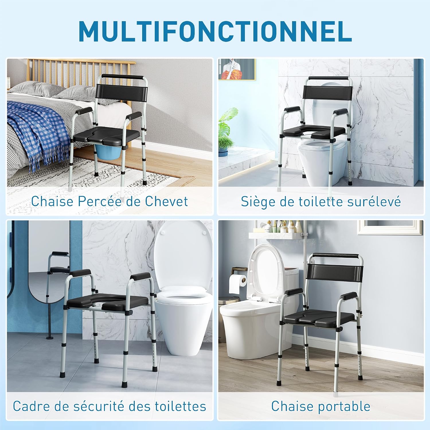 Thumbnail 2 de HOMCOM Chaise percée toilette pliable