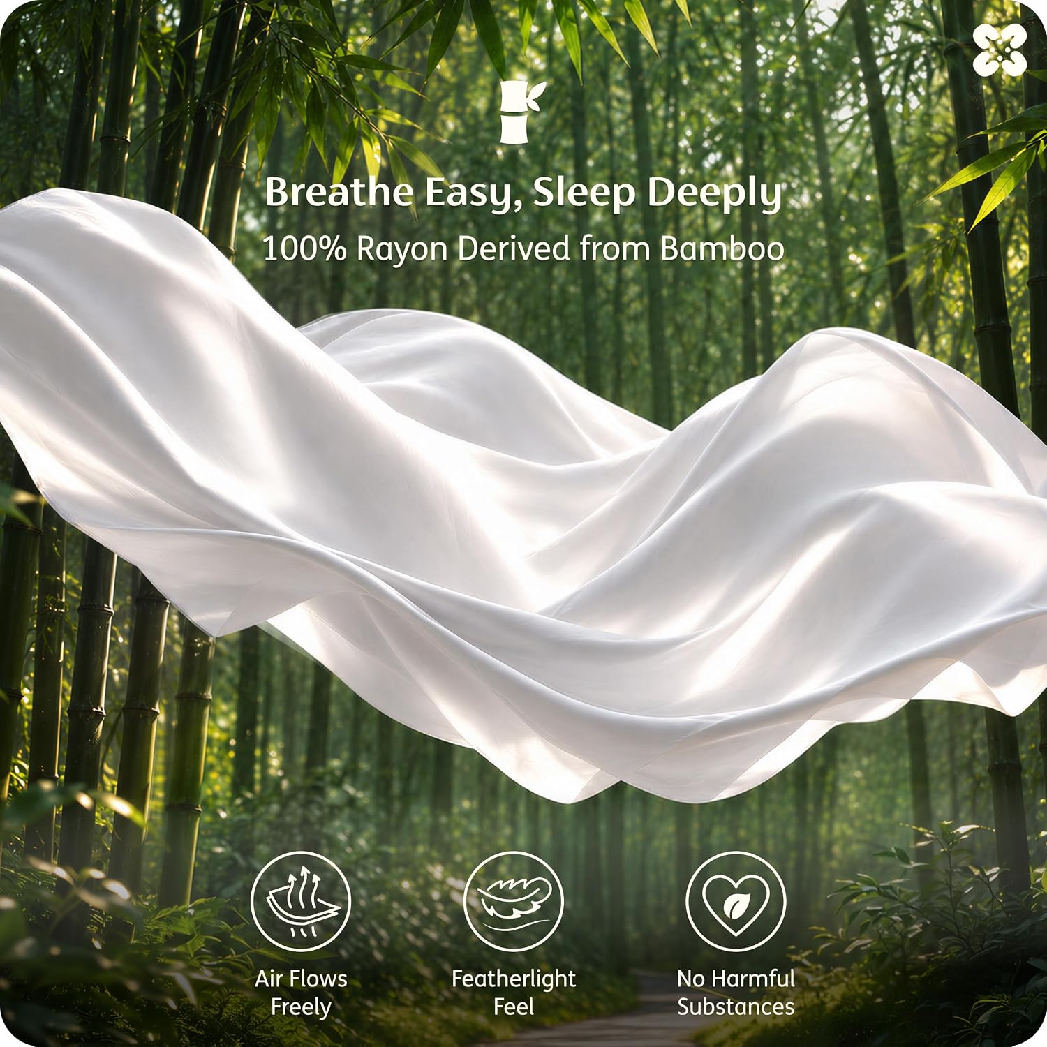 Thumbnail 2 de Bedsure King Bamboo Rayon Sheet Set, White, 4-Piece with Deep-Pocket Fitted Sheet