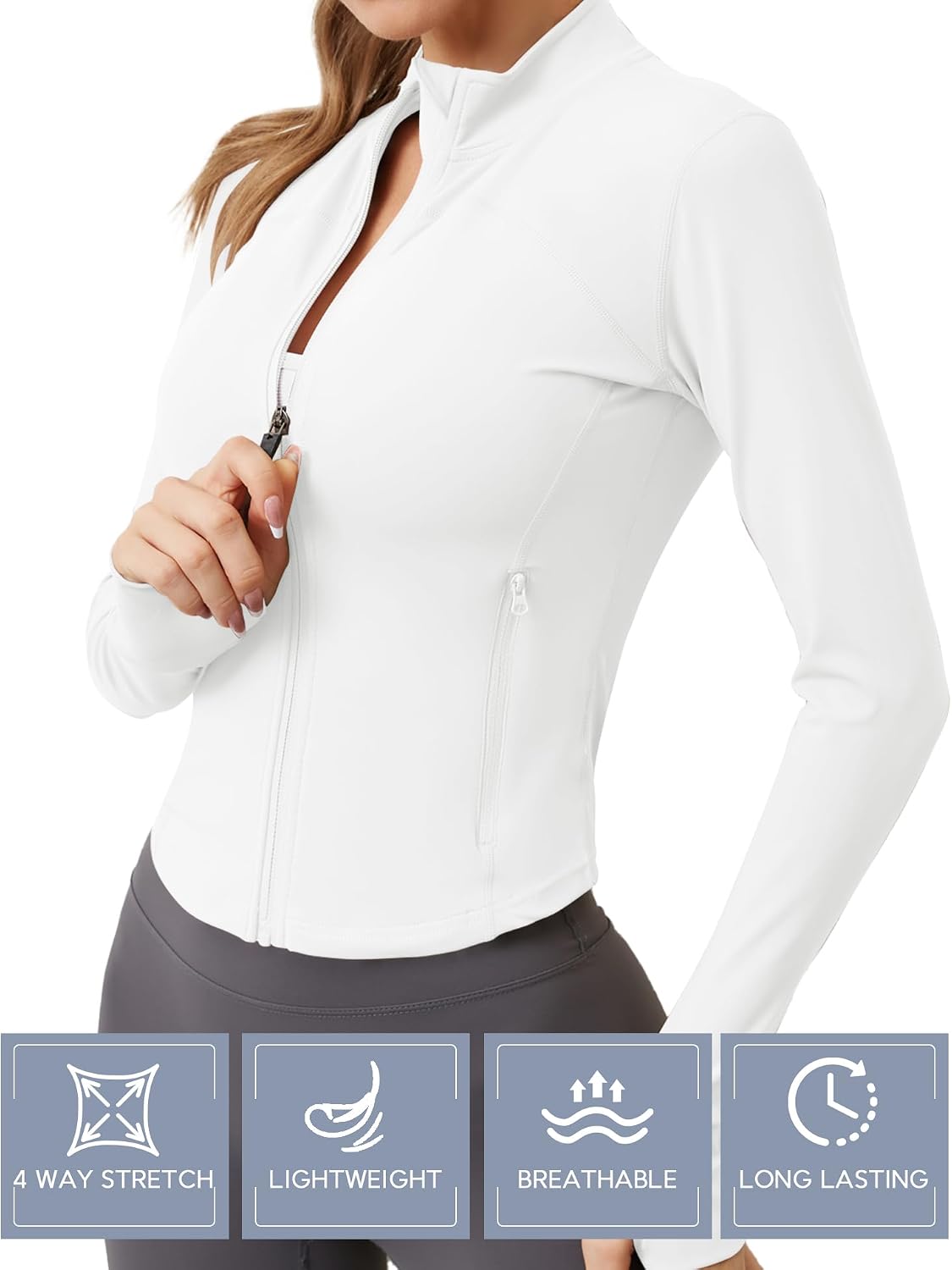 Detalle de IECCP Sportjacke Laufjacke Langarm mit Daumenloch