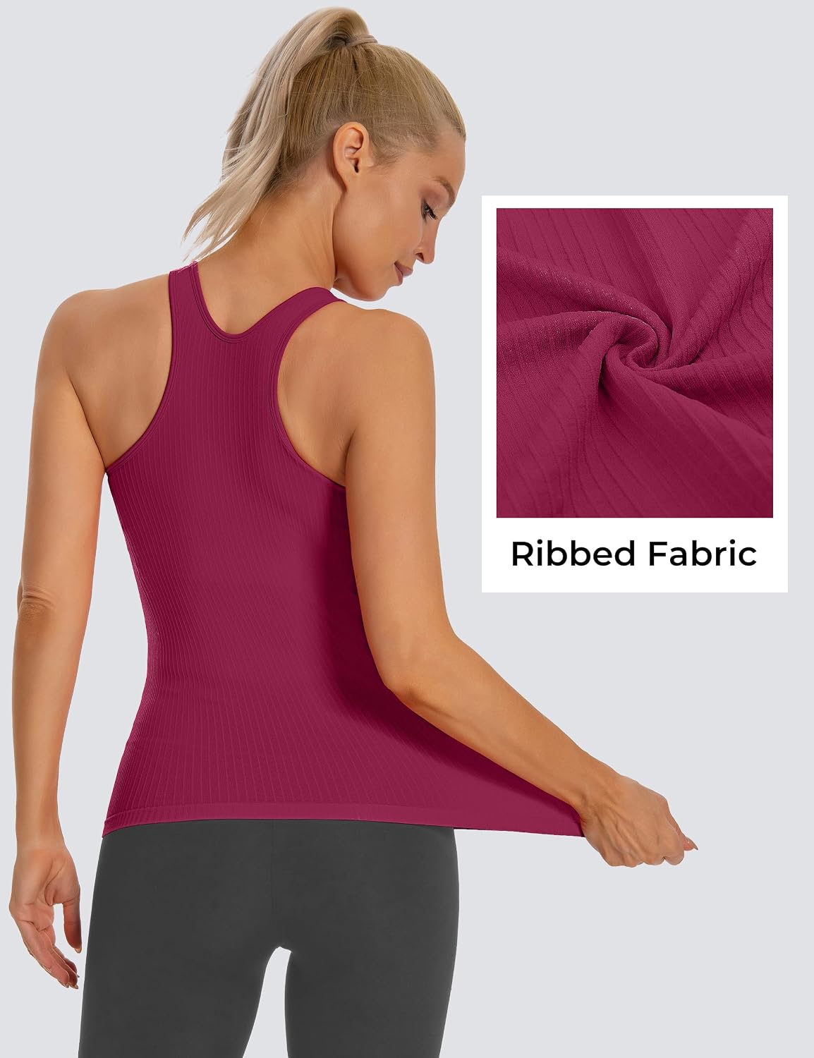 Detalle de MathCat Workout Tank Top for Women with Built-In Bra, Seamless Racerback