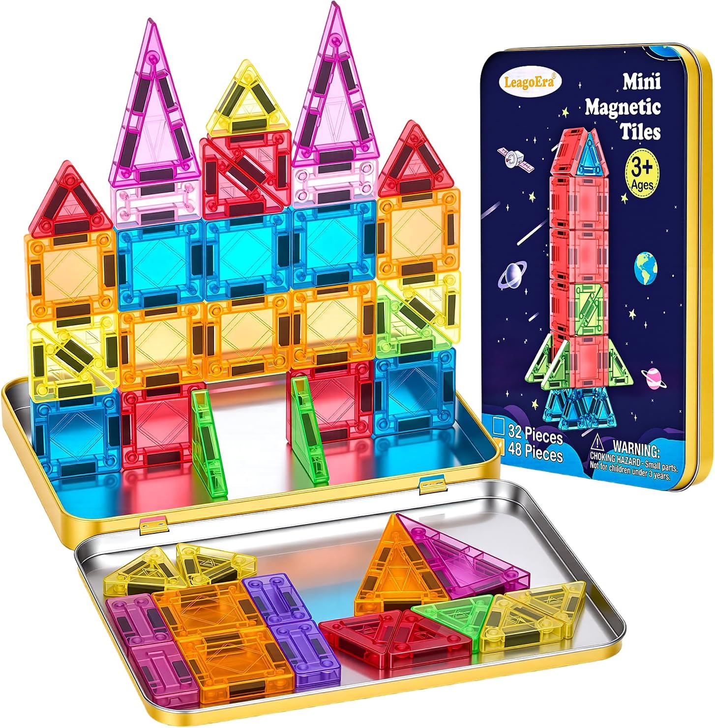 Detalle de LeagoEra Mini Magnetic Tiles Travel Set — 48 Pieces