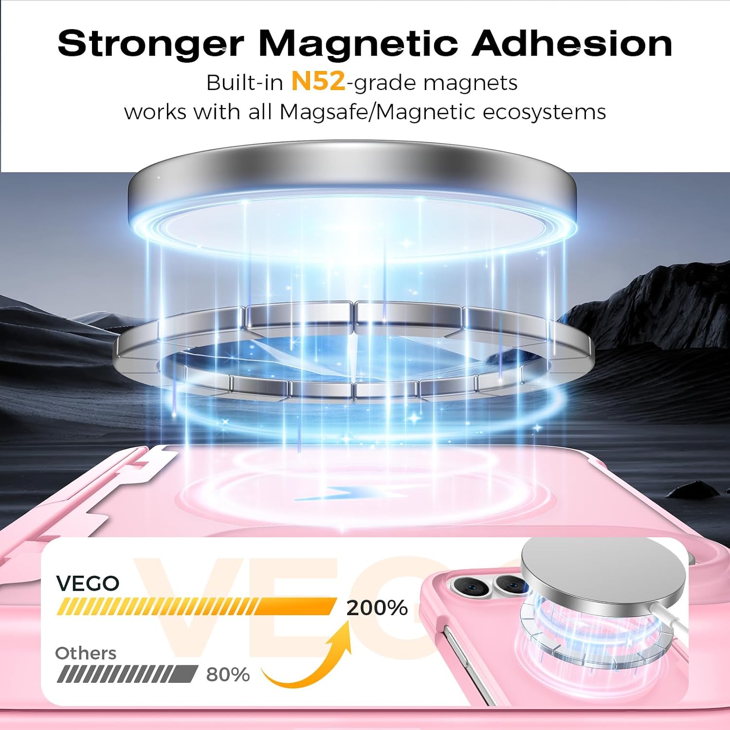 Thumbnail 2 de VEGO Magnetic iPhone Duo Fold Case with Stand, MagSafe Compatibility, Pink