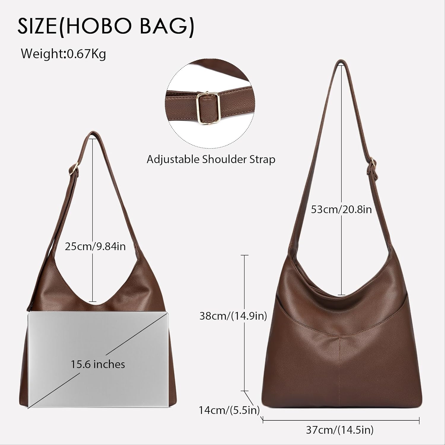 Detalle 2 de unisoul Tote Bag for Women: Multi Pockets Hobo Shoulder Bag in Premium Vegan Leather