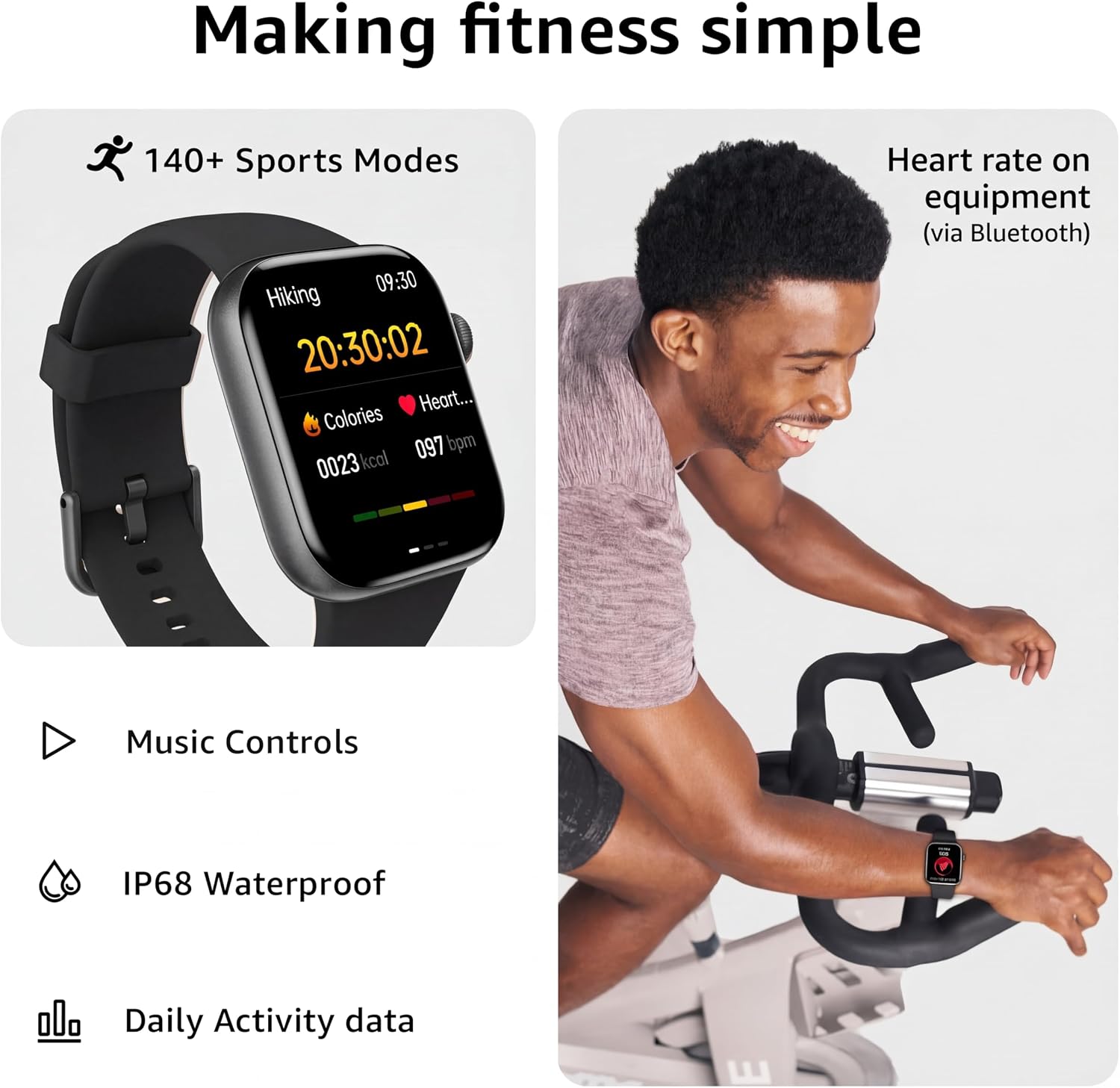 Detalle de Smart Watch for Men and Women with Call Function, 1.85-inch Display, 140+ Sports, IP68 Waterproof