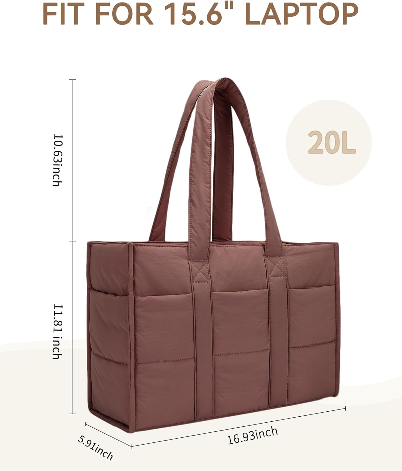 Thumbnail 2 de oscaurt Large Tote Bag Puffy Handbag for Women: 20L, 16 Pockets, Water-Resistant
