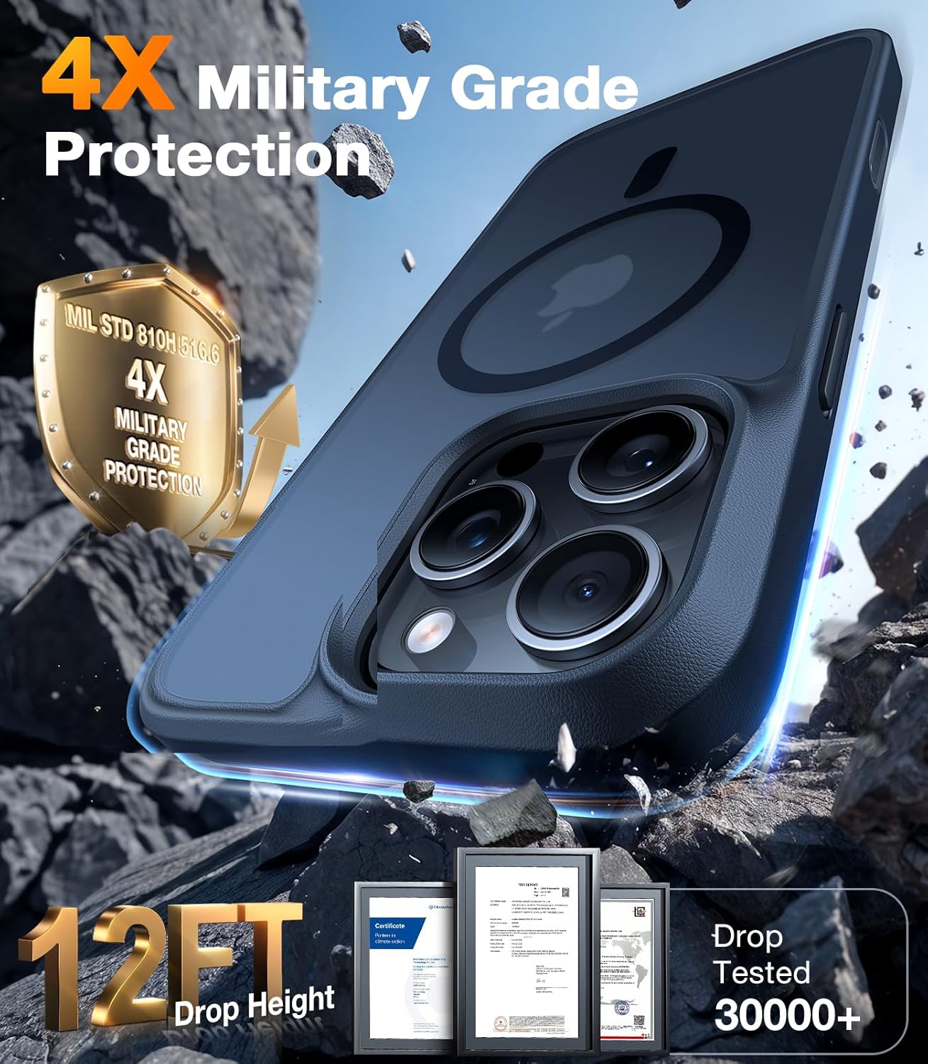 Thumbnail 2 de TORRAS for iPhone 16 Pro Case Translucent Matte Black with MagSafe — Mil-Grade Drop Protection & Customizable Buttons