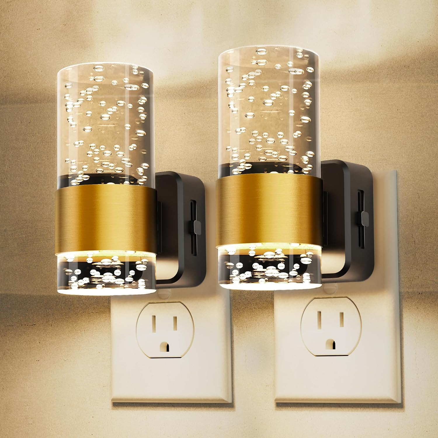 Detalle de L LOHAS LED A-GY-19702-US-2 Dimmable Plug-In Night Light, 2-Pack, 3000K