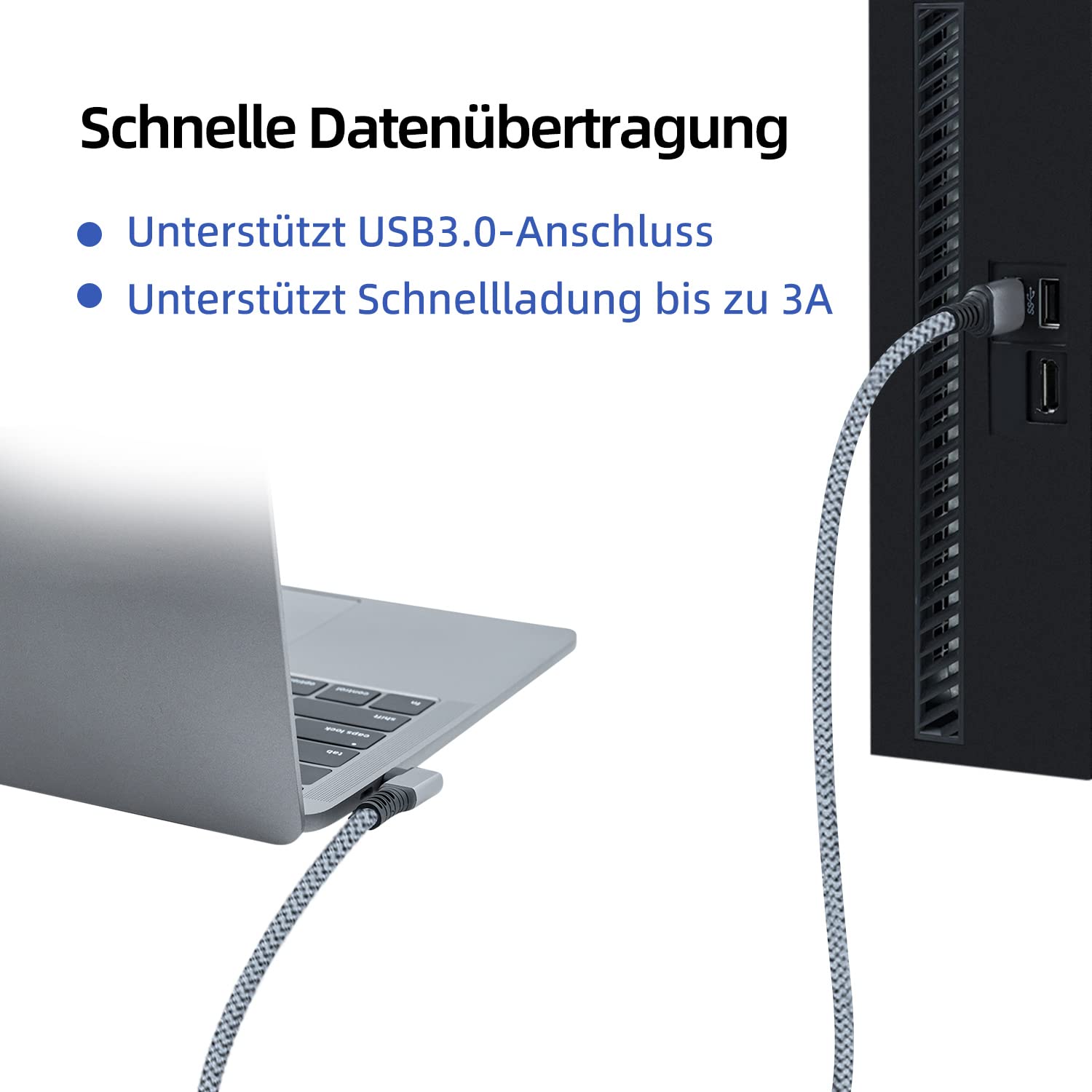 Thumbnail 3 de Mcbazel Link Kabel Typ-C auf USB 3.0, 6 m, rechtwinklig – Schnellladekabel & Datenübertragung für Quest/Quest 2/Quest 3