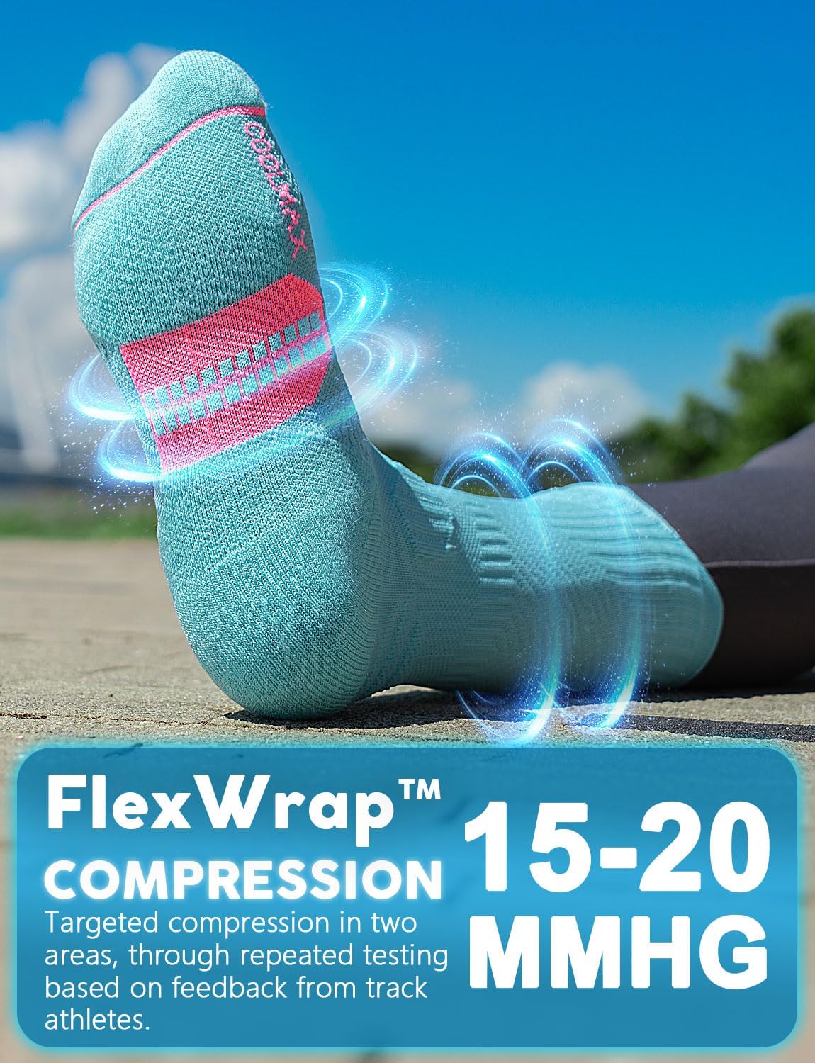 Detalle de Juclise Women’s Coolmax Bamboo Compression Running Crew Socks (3 Pairs)